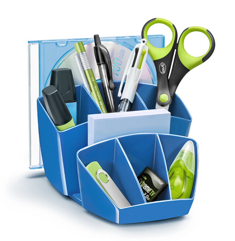 Przybornik na biurko CEPPro Gloss, polistyren, niebieski