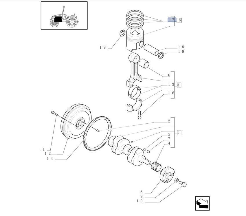 Zestaw pierścieni tłokowych – 9975517 – nominalne – do TCE40, TCE45, TCE50 – CNH