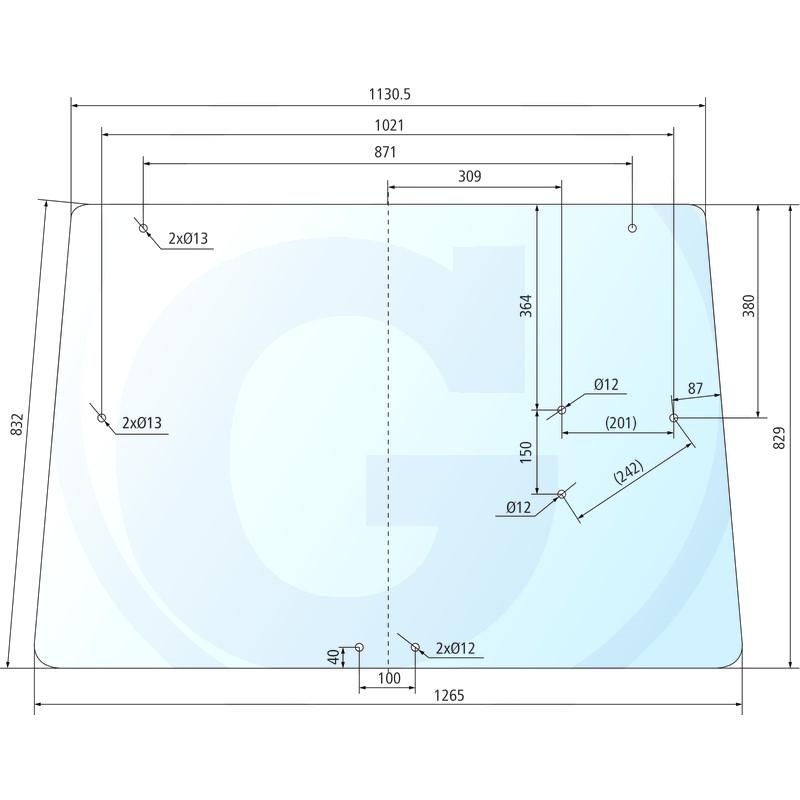 Szyba tylna nowsza wersja, z 2 otworami John Deere 1640 4450 AL70847