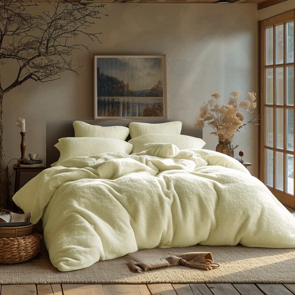 Komplet pościeli MIĘKKA BAWEŁNIANA FROTA 160x200 kolor krem