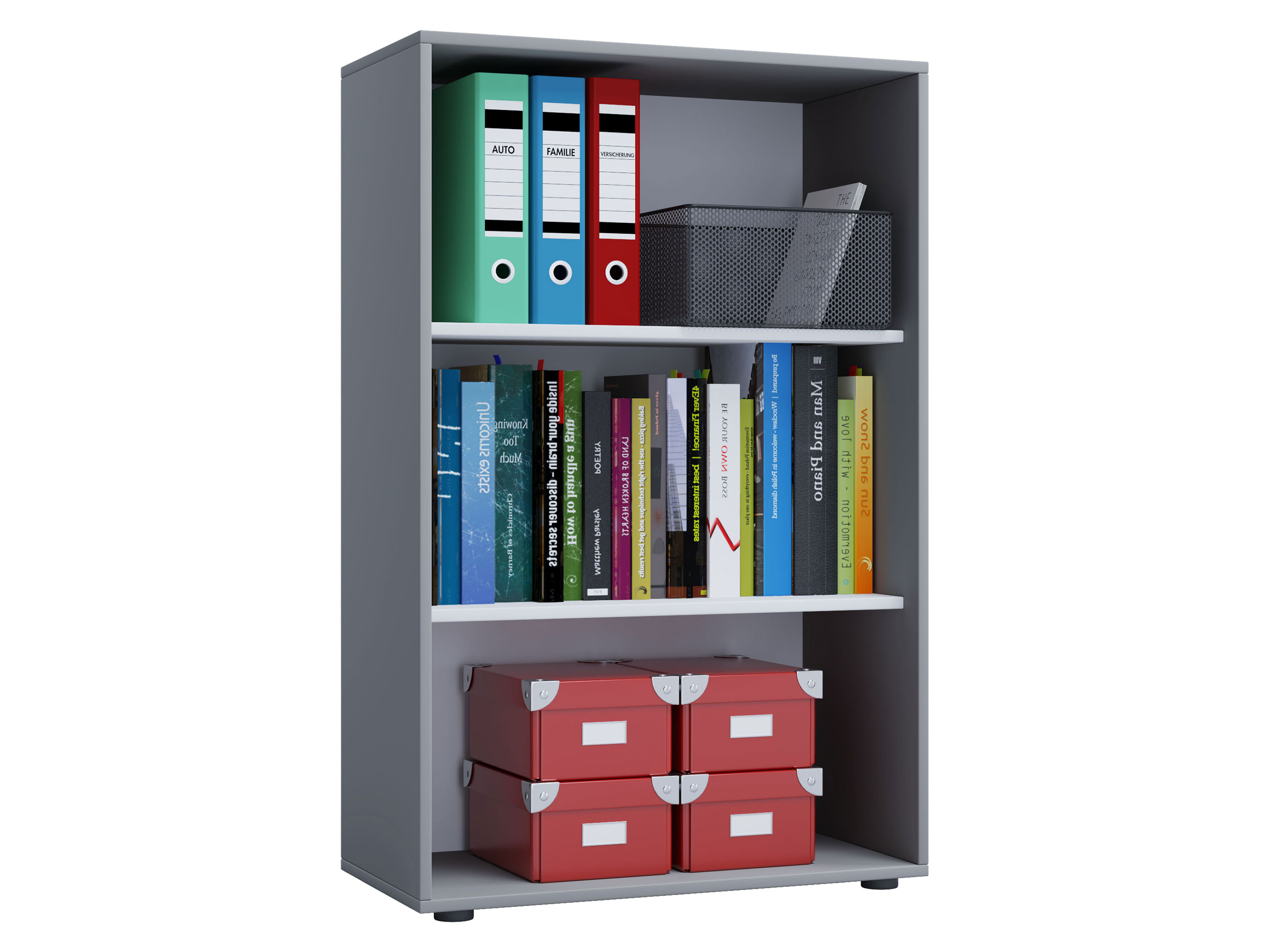 VCM Regał biurowy Lona Bez drzwi, Szary, XL