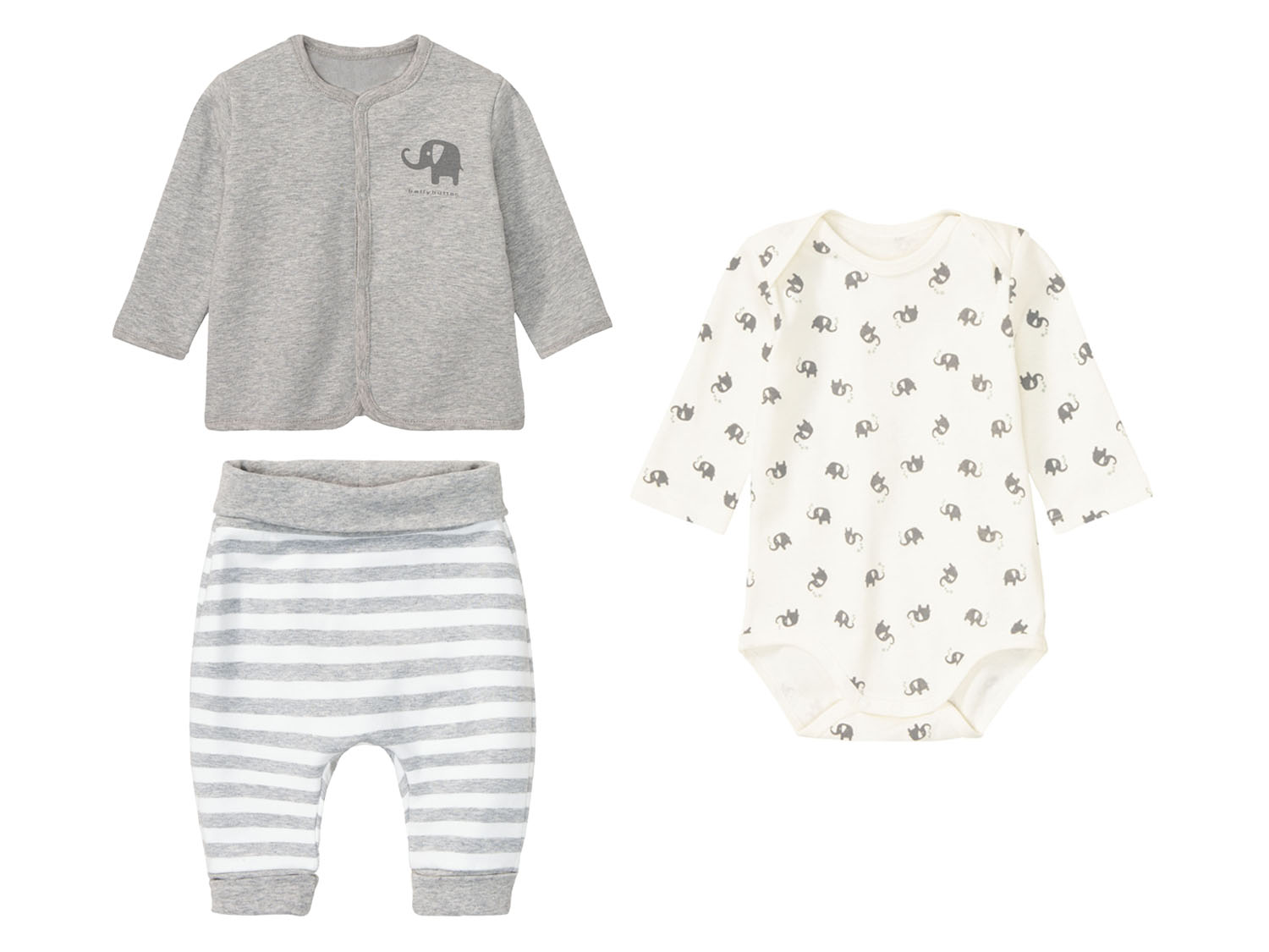 bellybutton Zestaw prezentowy dla noworodka koszulka + spodenki + body 56, Szary