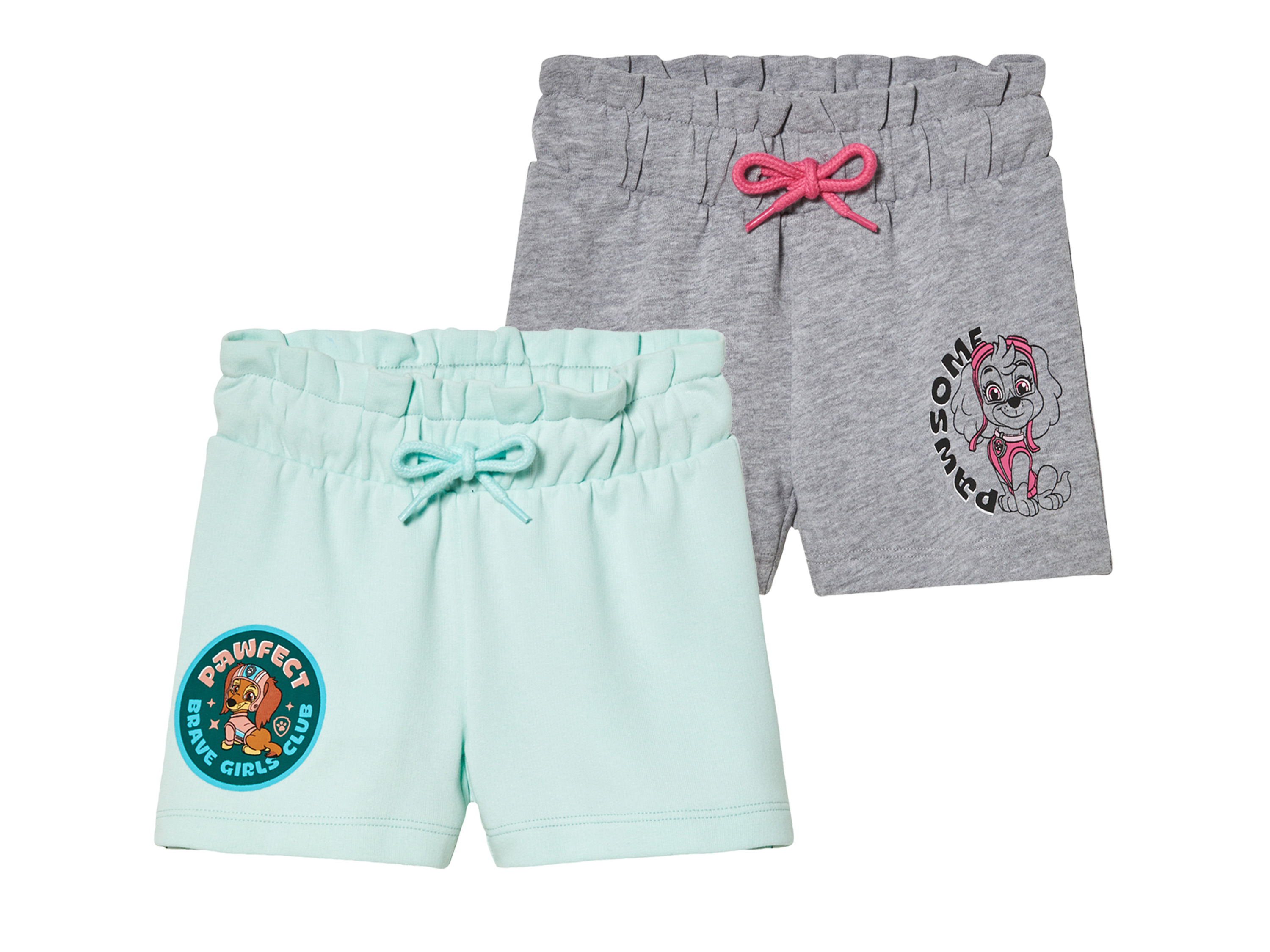 Szorty dresowe dziewczęce z postaciami z bajek, 2 pary Psi Patrol, 122/128