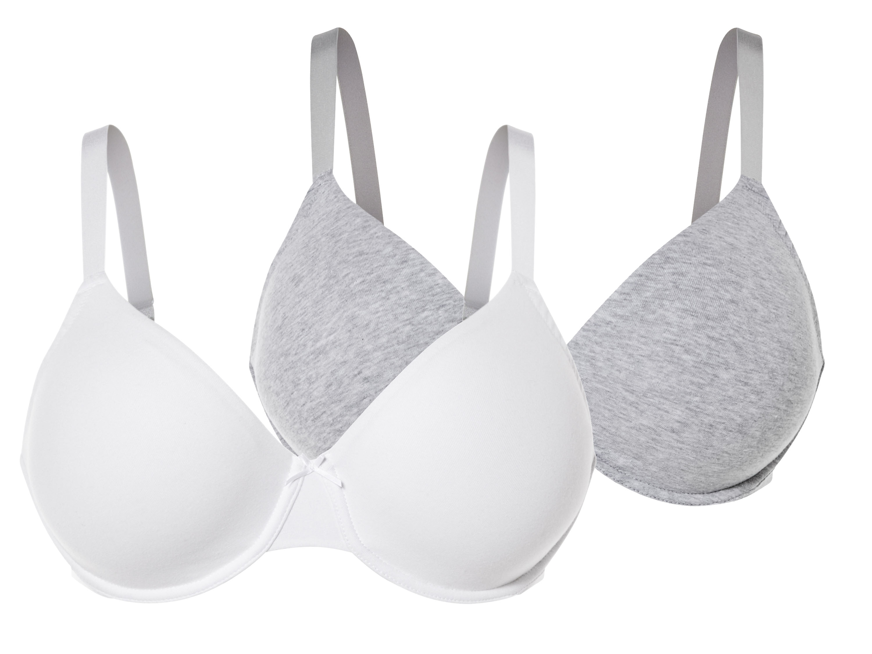 esmara Biustonosz damski z fiszbinami, 2 sztuki Szary/biały, 85D