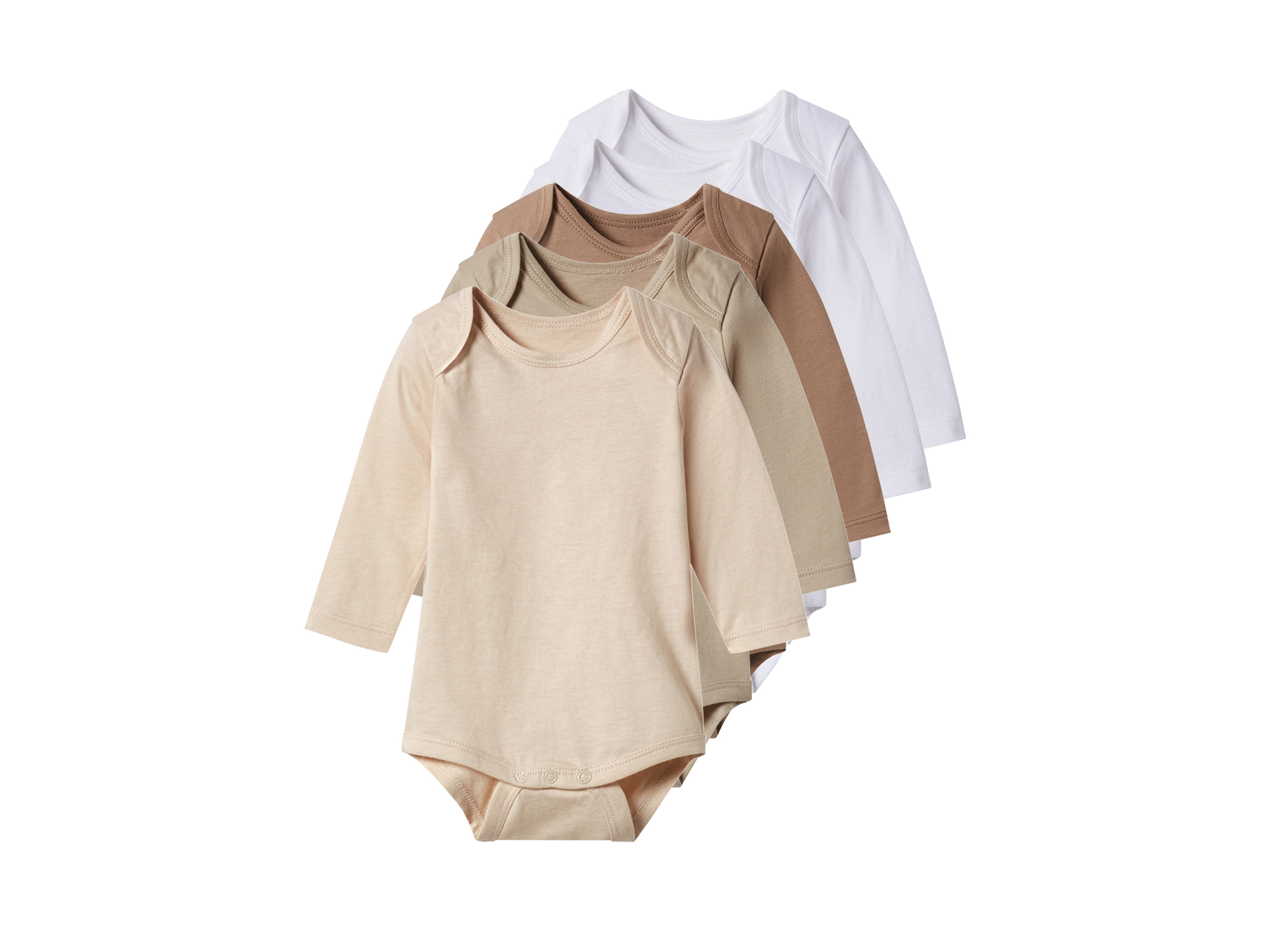 lupilu Body niemowlęce z biobawełny, 5 sztuk brązowy/beżowy/biały, 74/80