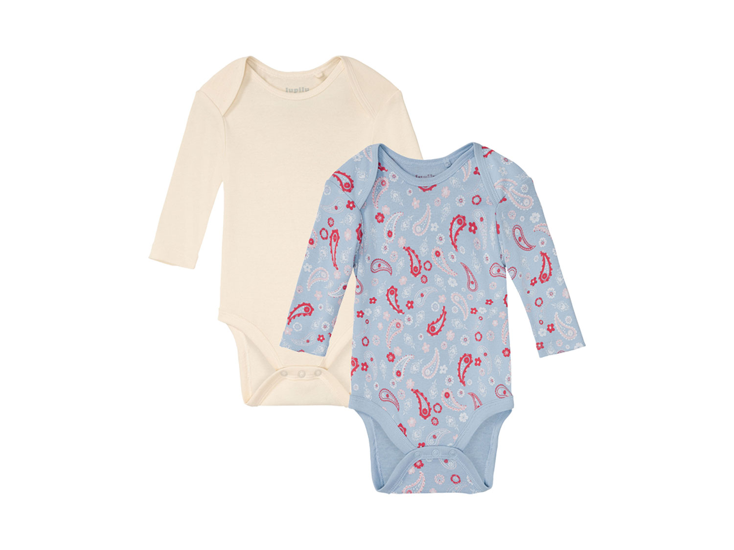 lupilu Body niemowlęce z biobawełny, 2 sztuki Biały/ niebieski, 50/56