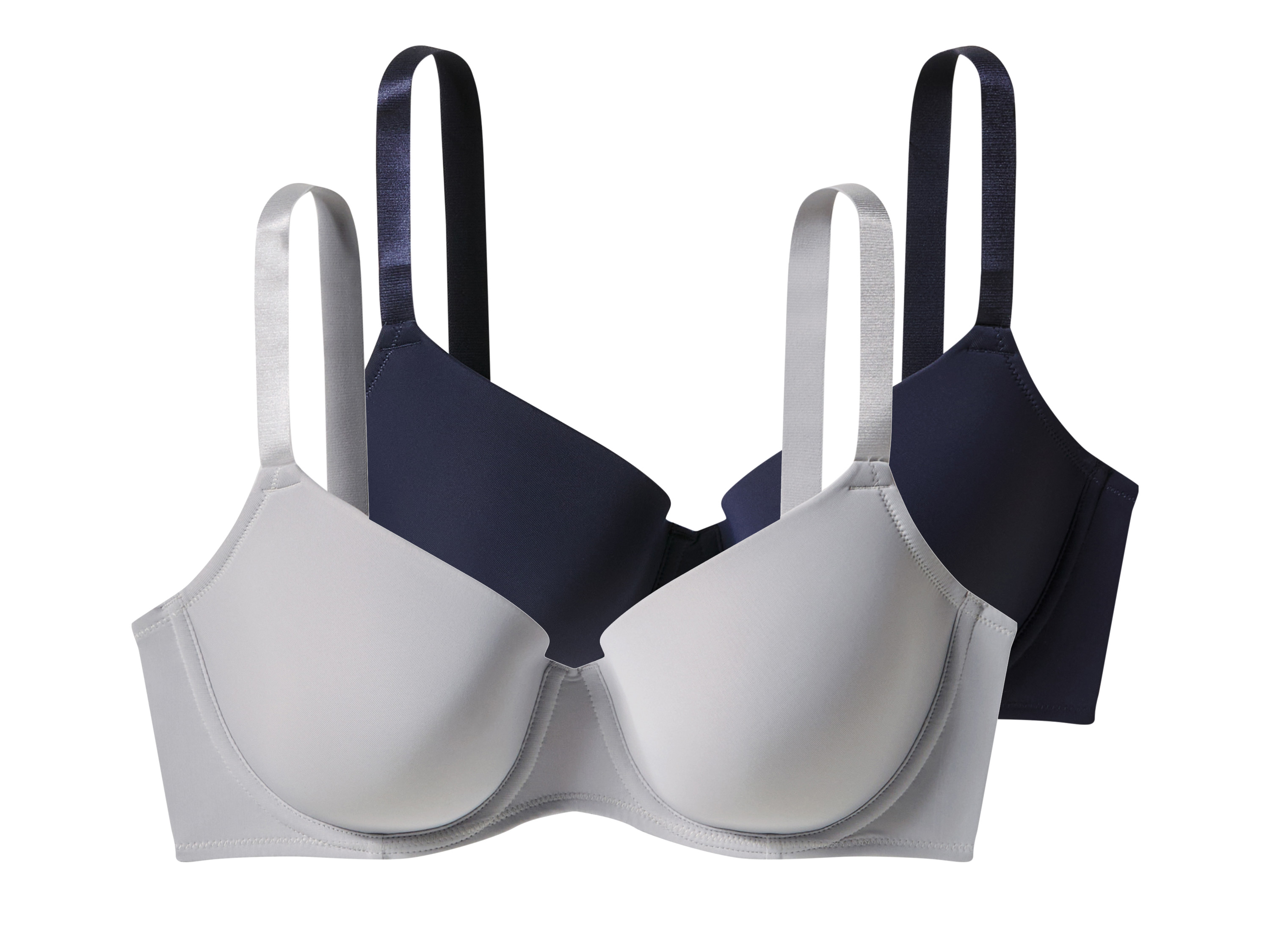 esmara Biustonosze damskie z biobawełną, 2 sztuki Granatowy/szary, 95C