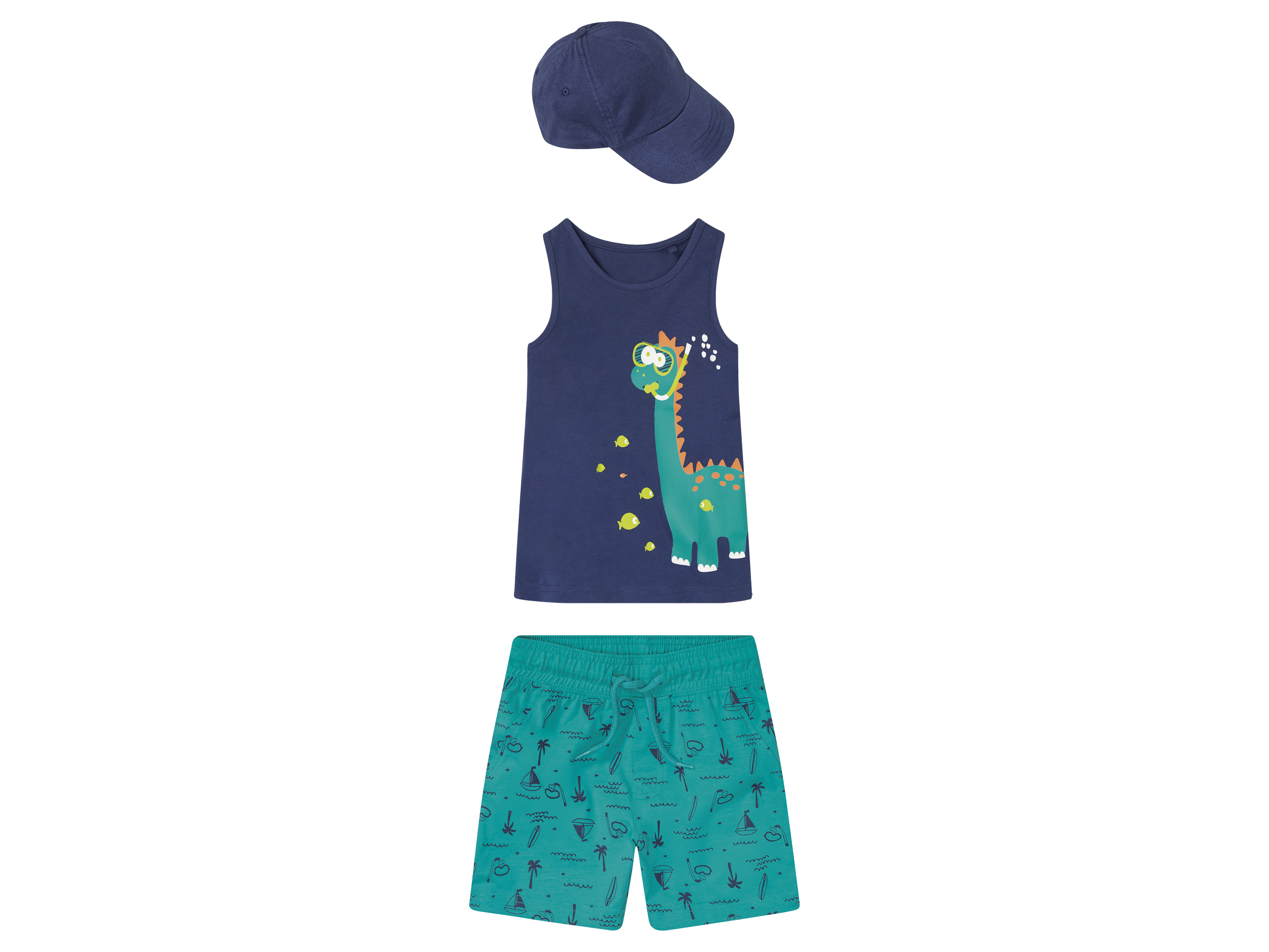 lupilu Zestaw chłopięcy z bawełny, 3-częściowy Granatowy/turkusowy, 122/128