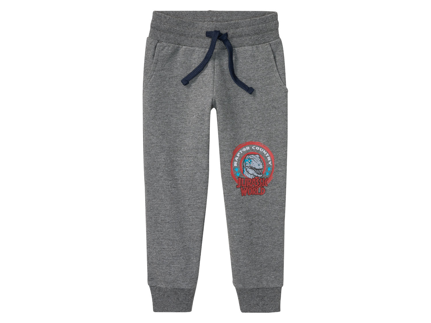 Spodnie dresowe chłopięce z bohaterami bajek 98/104, Wzór Jurassic World/ antracyt