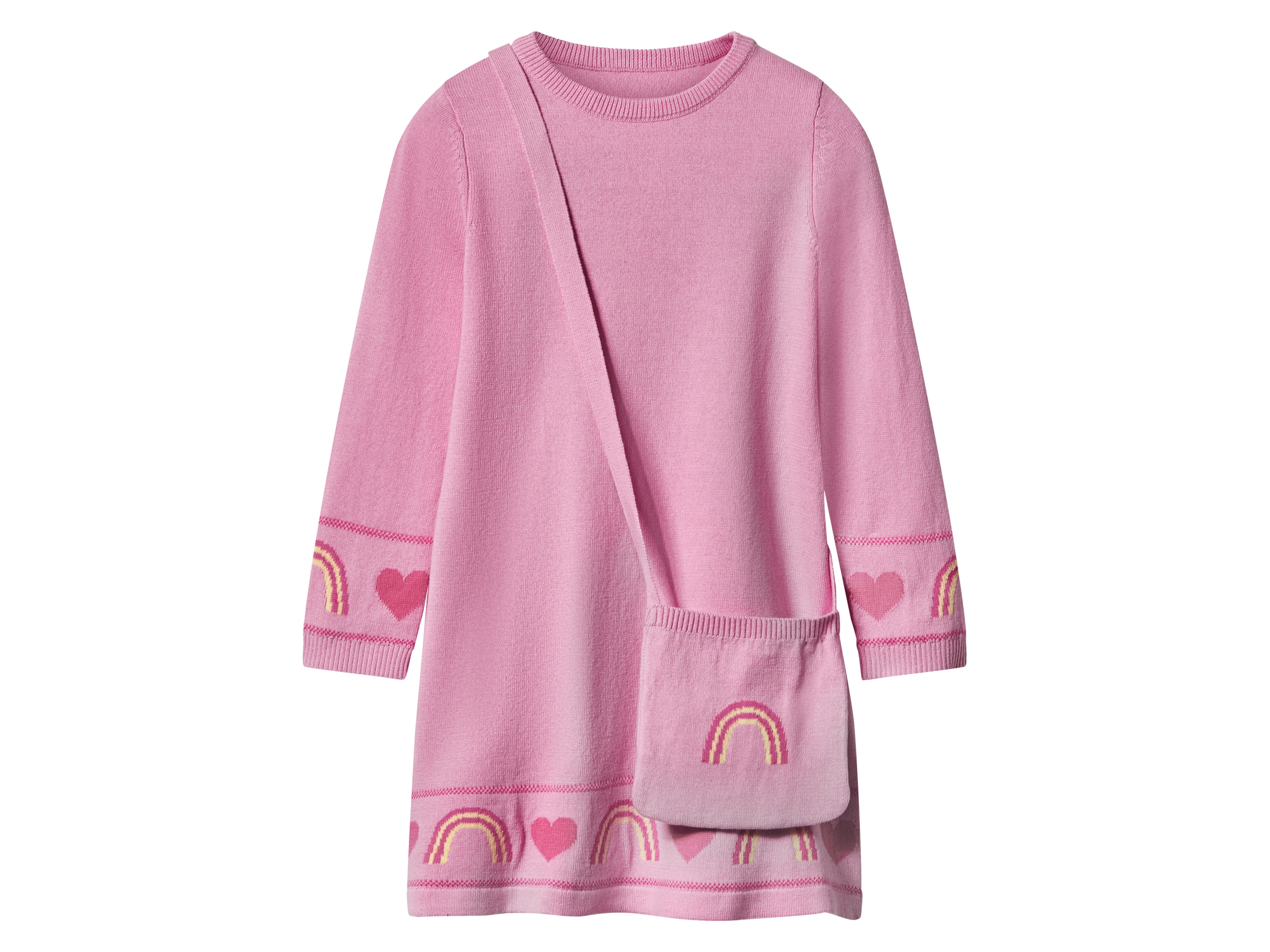 lupilu Sukienka dzianinowa dziewczęca z bawełny Różowy, 122/128