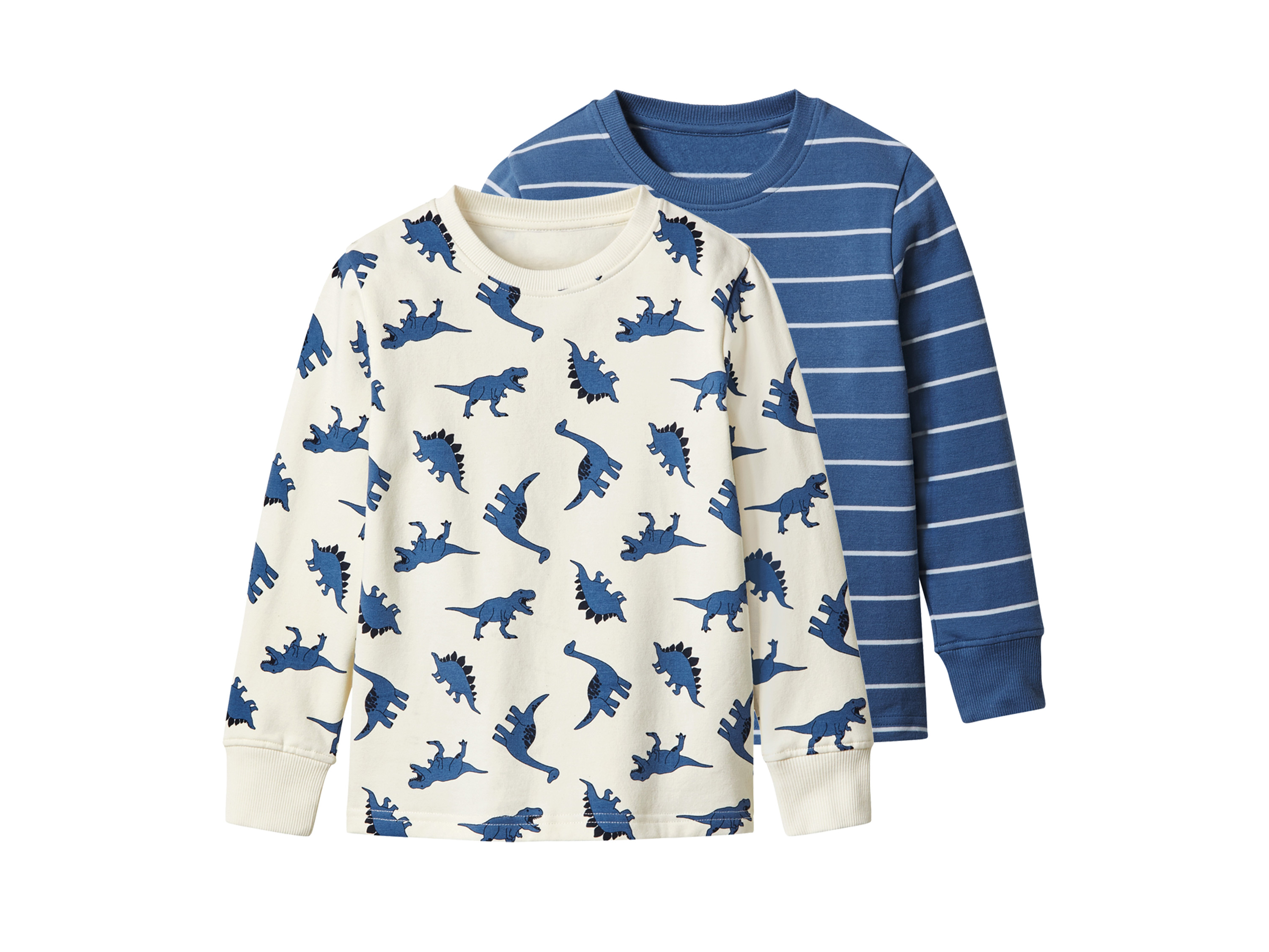 lupilu Koszulki termiczne dziecięce z bawełną, 2 sztuki Niebieski/ biały, 98/104