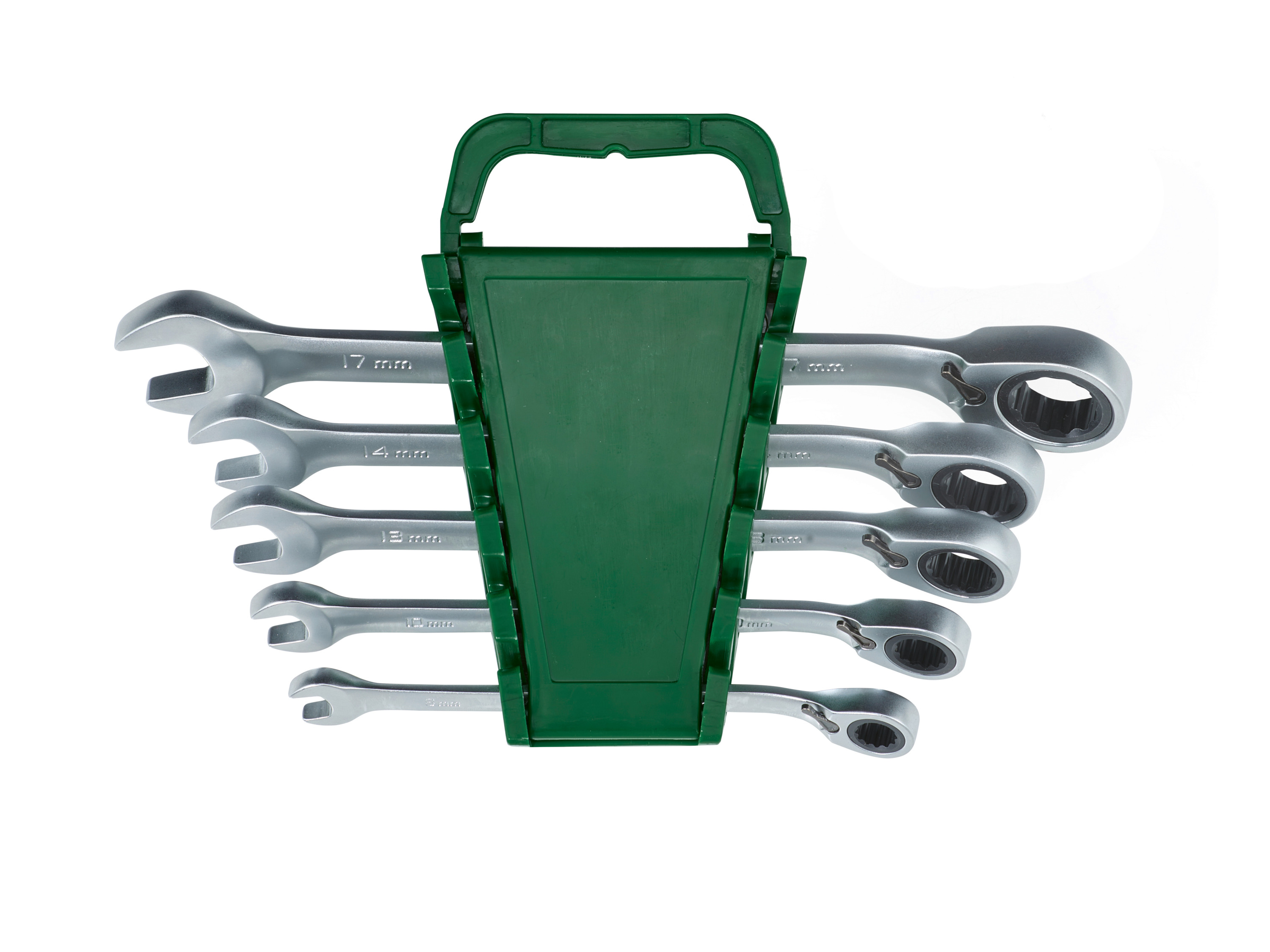 Parkside Zestaw kluczy płasko-oczkowych z grzechotką Z korbką, 5 elementów