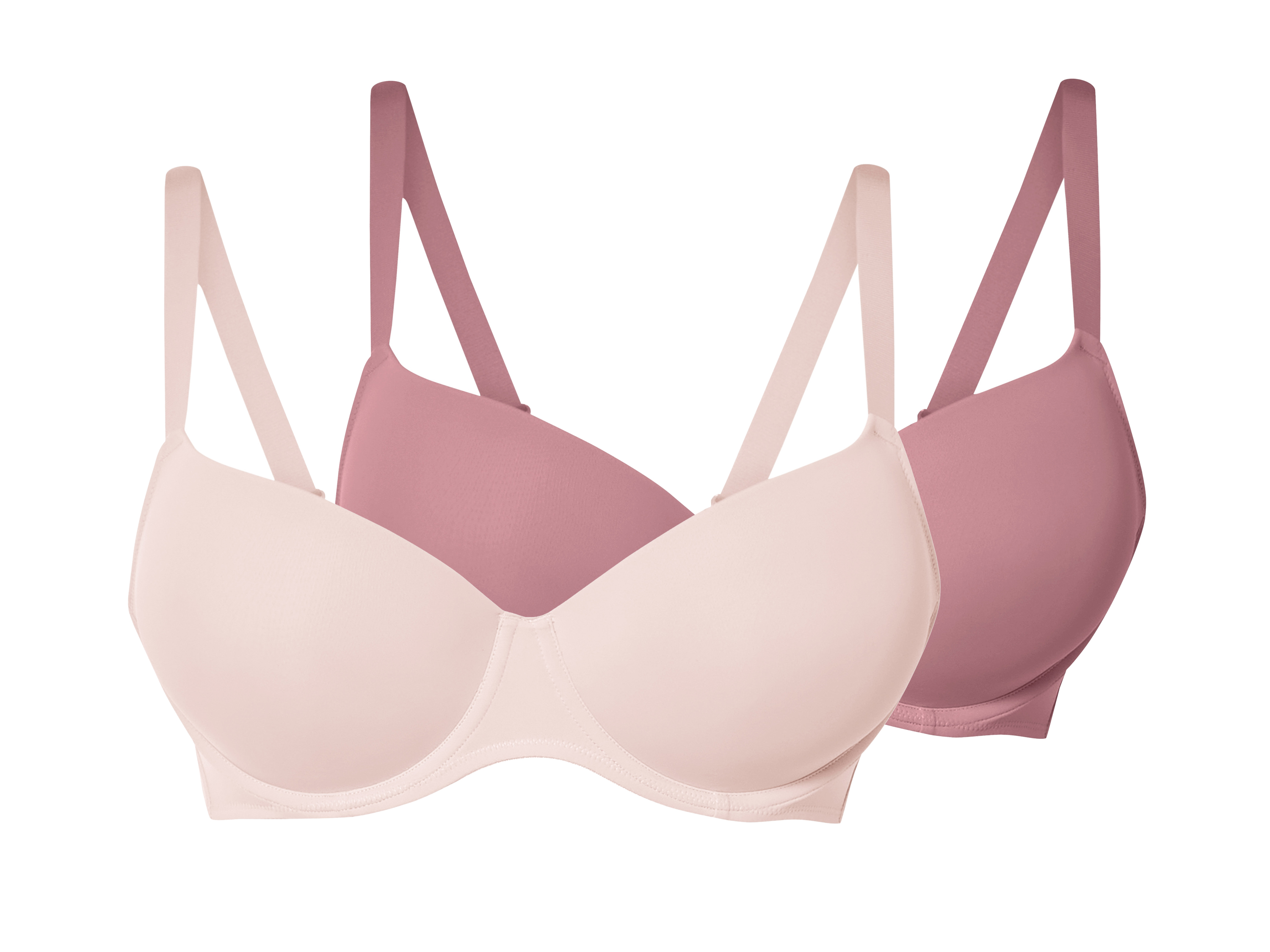 esmara Biustonosze damskie z fiszbinami, 2 sztuki Ciemnoróżowy/różowy, 90C