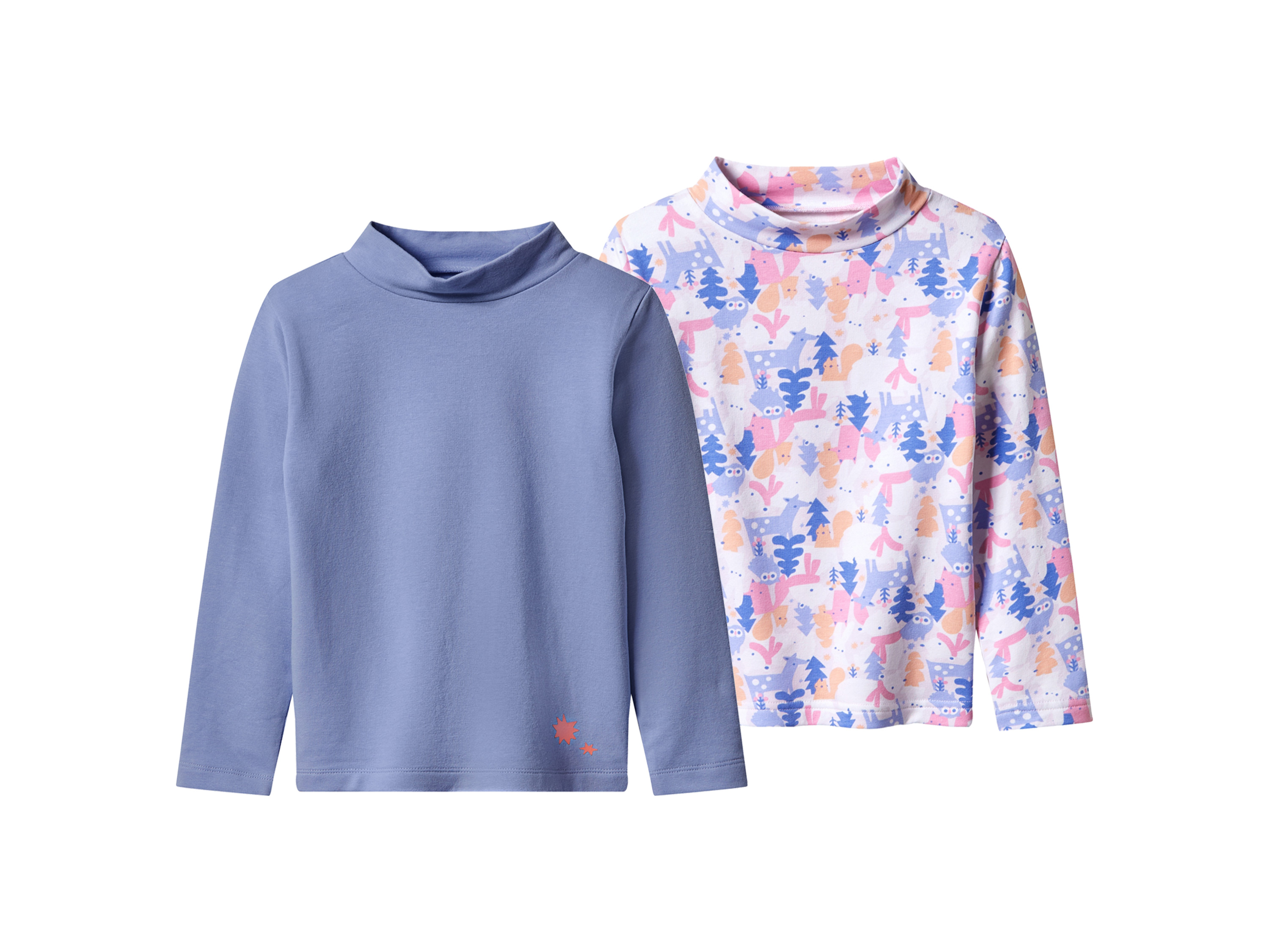 lupilu Koszulki termiczne dziecięce z biobawełną, 2 sztuki jasnoniebieski/wzorzysty, 98/104