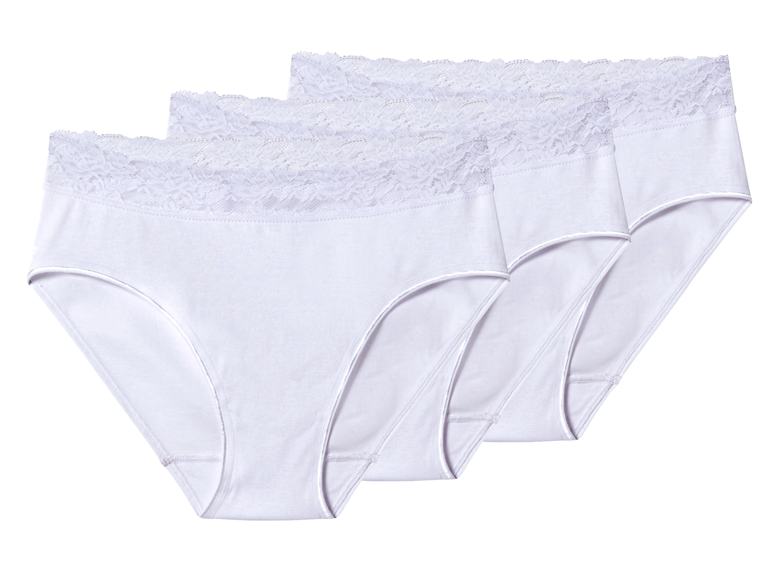 esmara Majtki figi damskie z bawełny, 3 pary Biały, Xl48/50