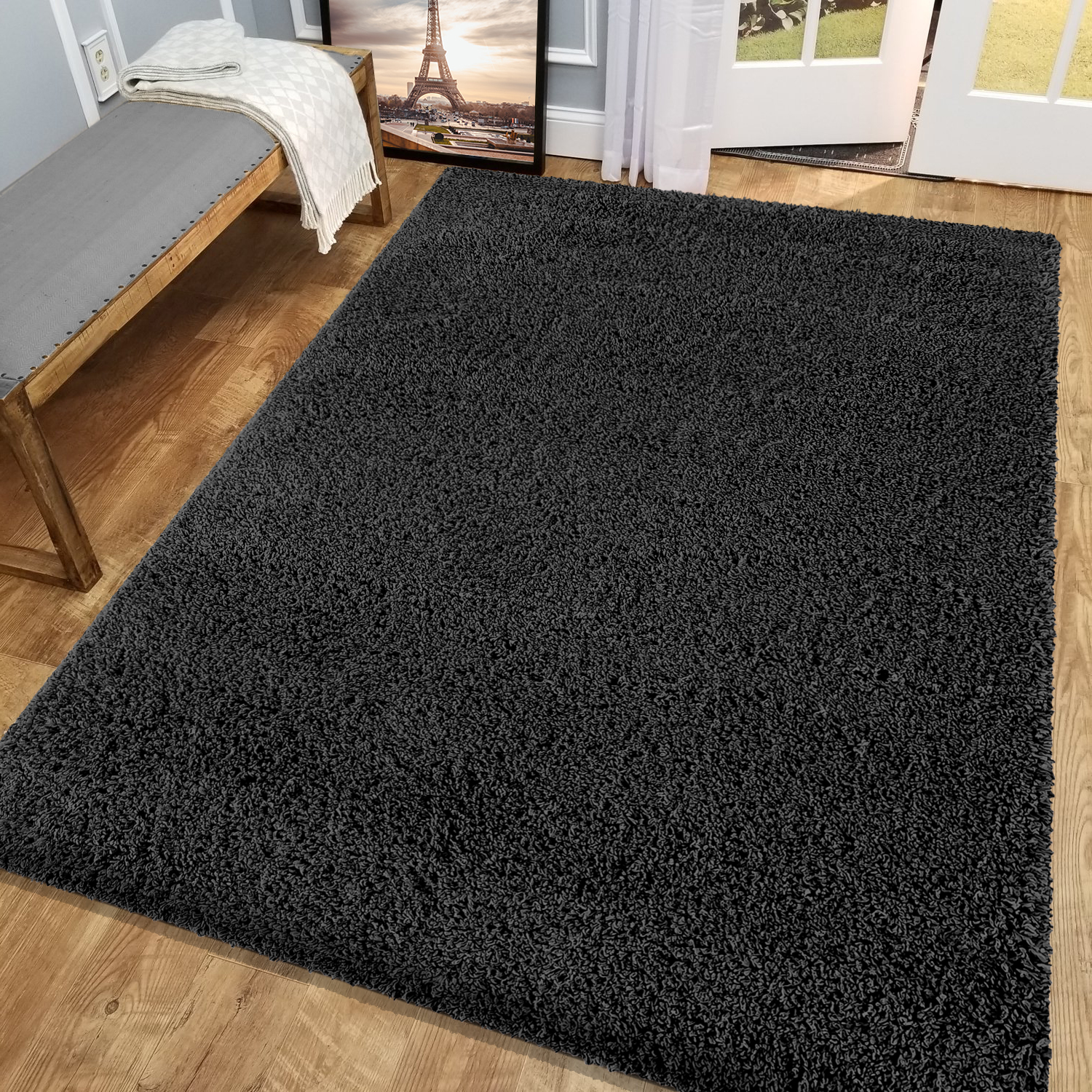 Dywan - 200 x 290 cm - Antracytowy - Shaggy - Dywanopol