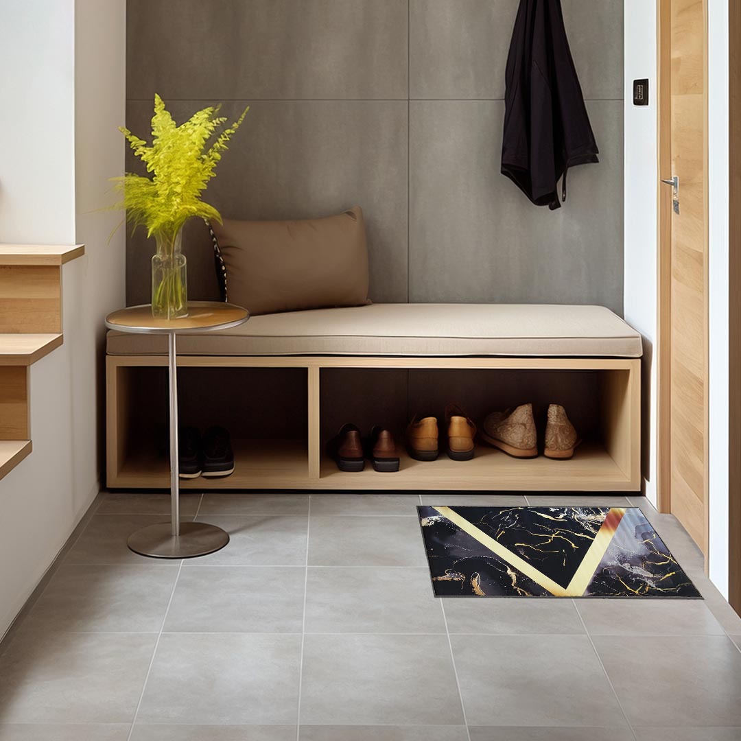 Dywan - 60 x 100 cm - Czarny ze złotym - Nowoczesny - Dywanopol