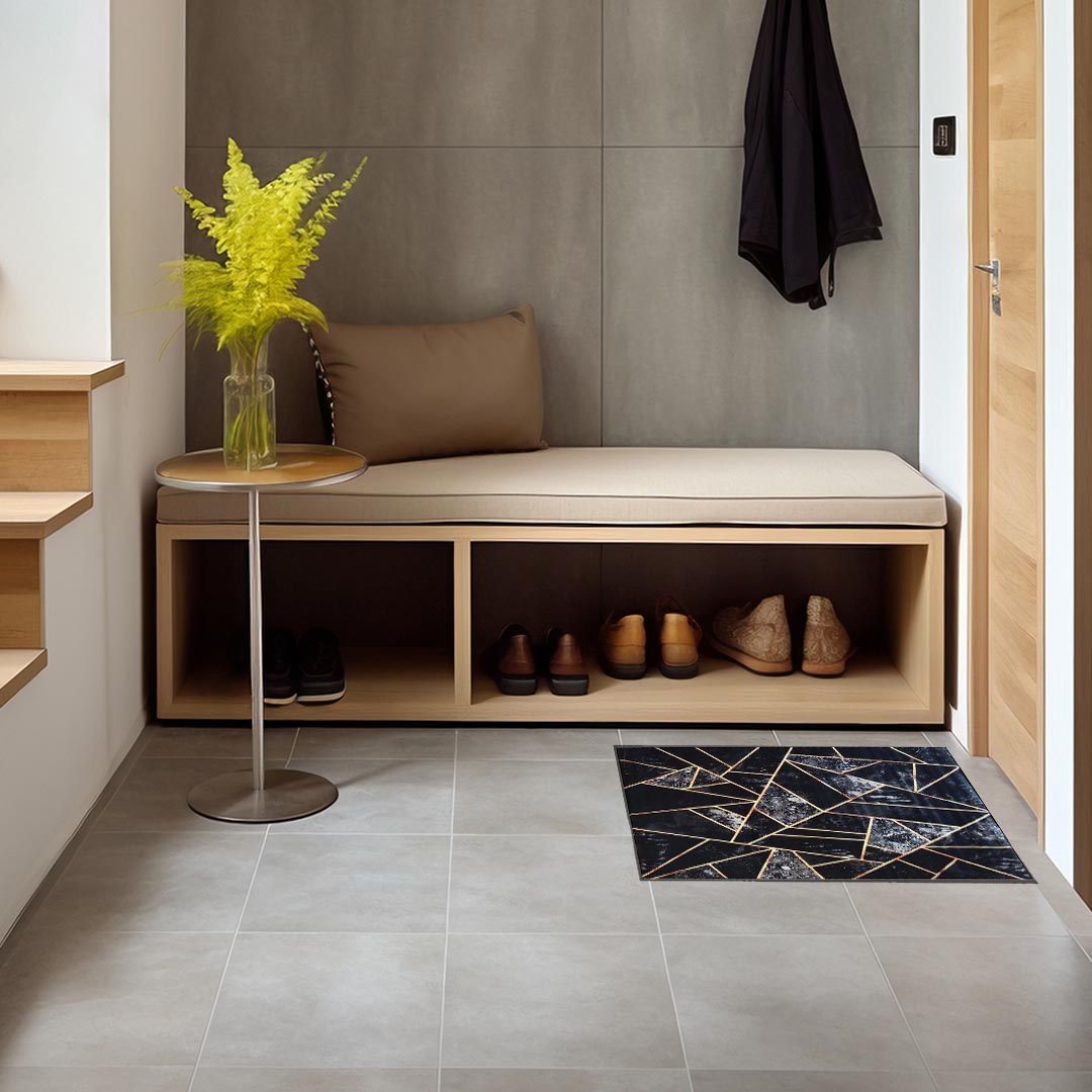 Dywan - 60 x 100 cm - Czarny ze złotym - Nowoczesny - Dywanopol