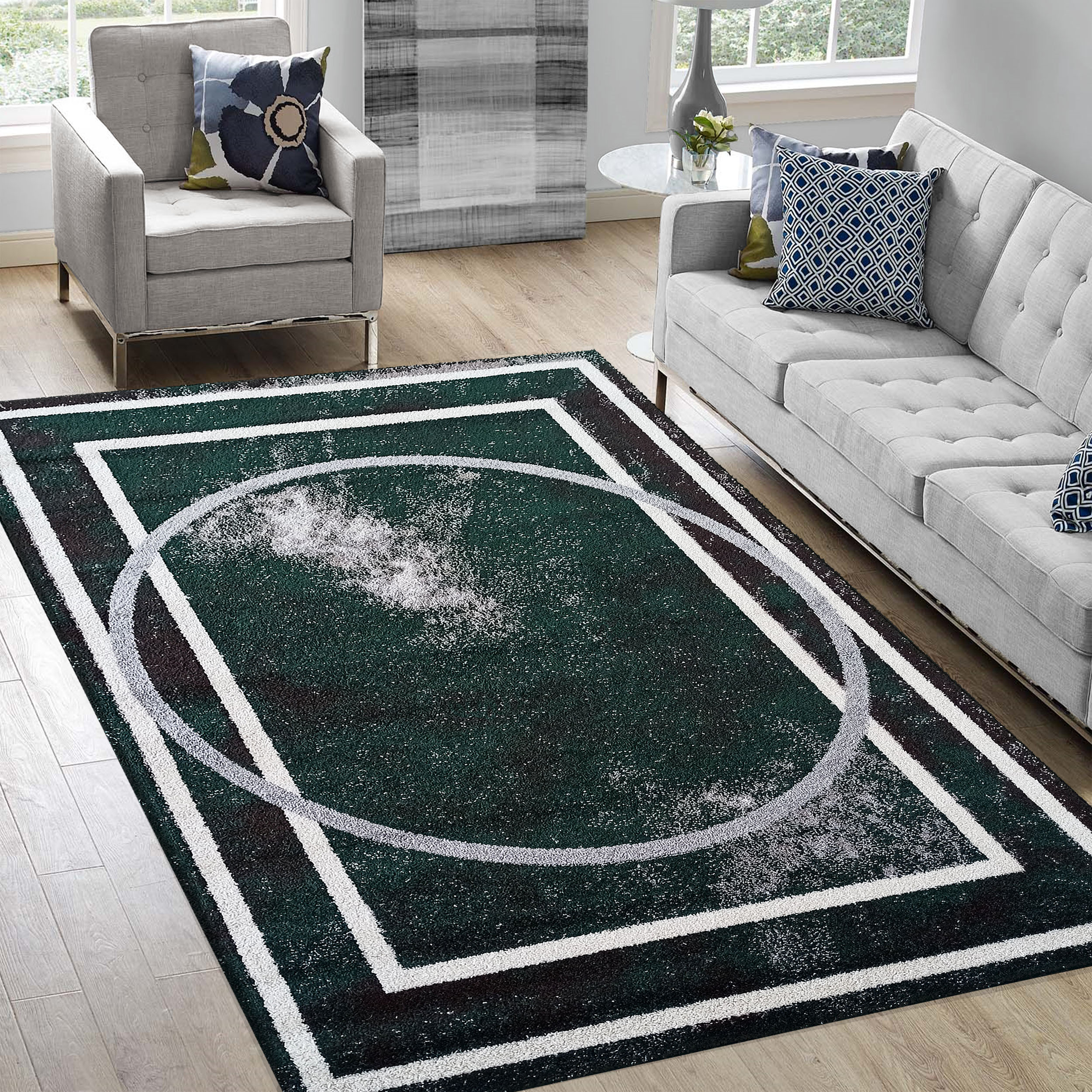 Dywan - 120 x 170 cm - Szary z zielonym - Nowoczesny - Dywanopol