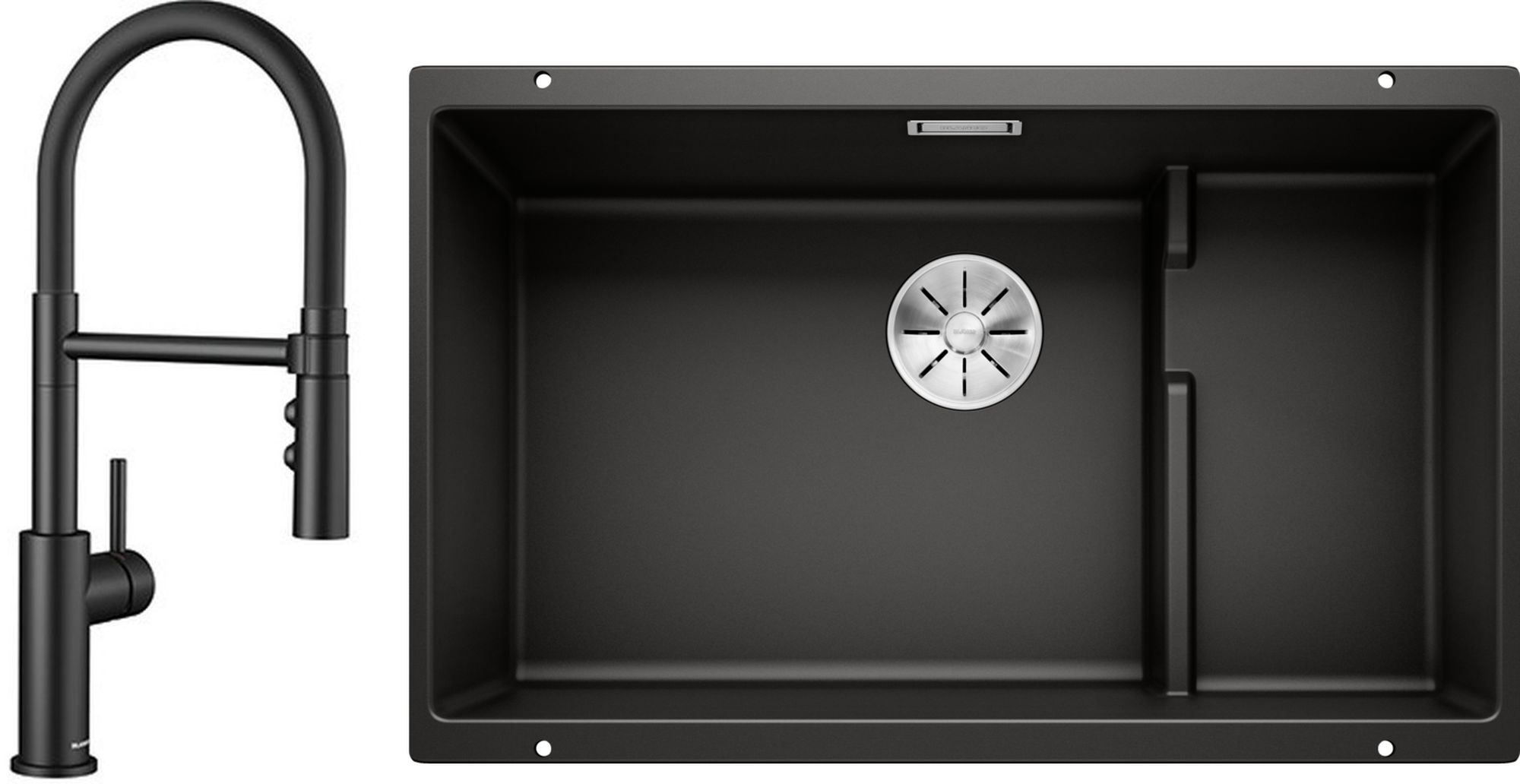 Darmowa Dostawa - Zlewozmywak z baterią czarny / czarny Blanco Subline 700-U Level abset3065