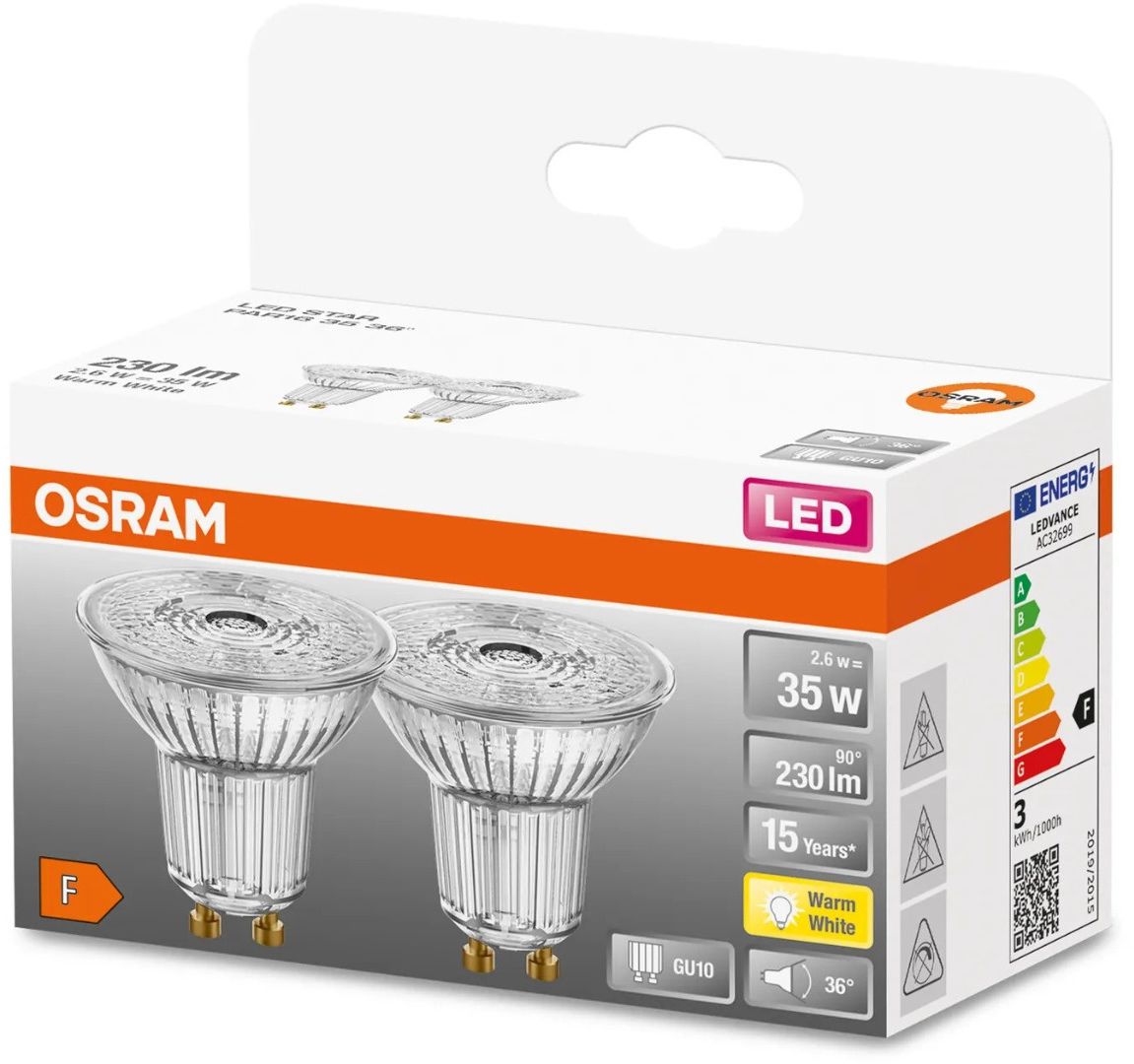 Darmowa Dostawa - Żarówki LED Multipack 2x2.6 W 2700 K gu10 Osram Star 4058075260238
