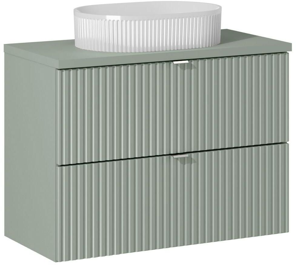 Darmowa Dostawa - Umywalka z szafką i blatem 80 cm zieloną Comad Line Reed Green SETLRGBRG80CMSUNBEYOND