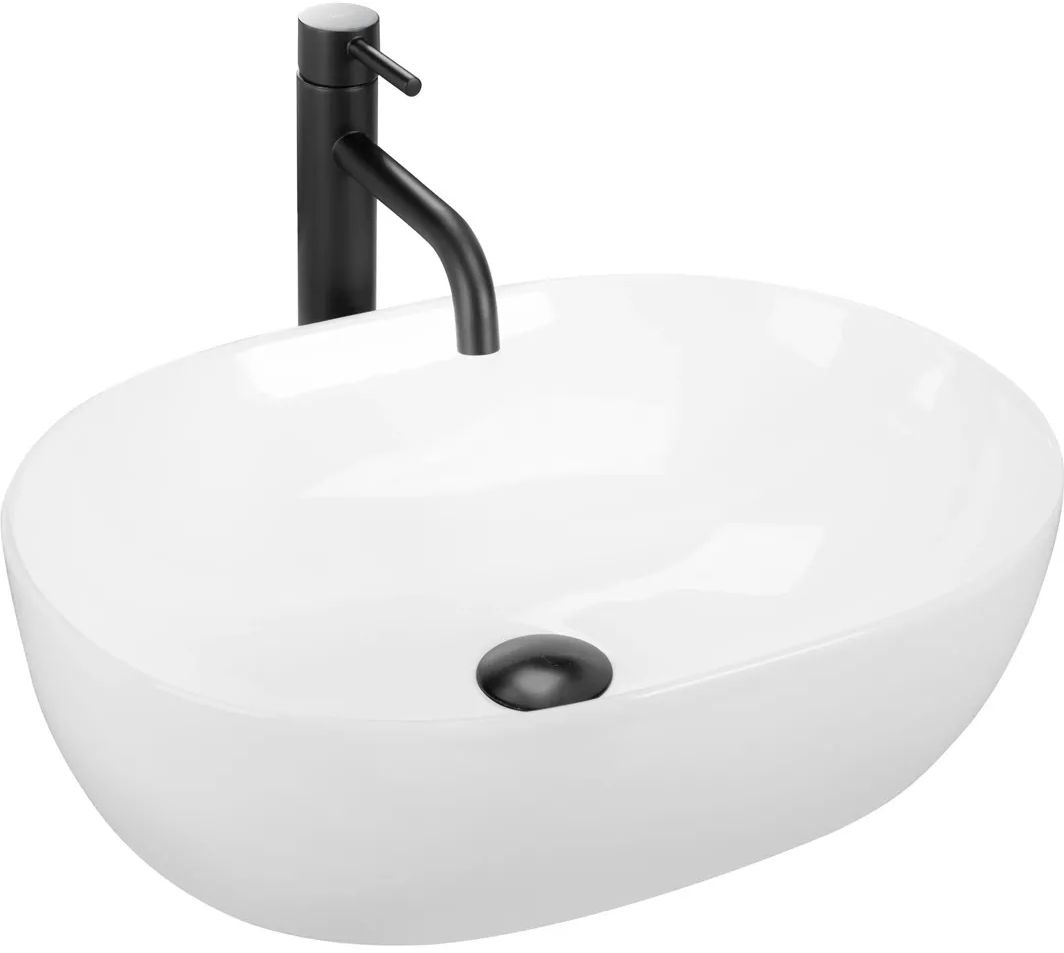 Darmowa Dostawa - Umywalka 49x35 cm owalna nablatowa biała Rea Lisa REAU6022