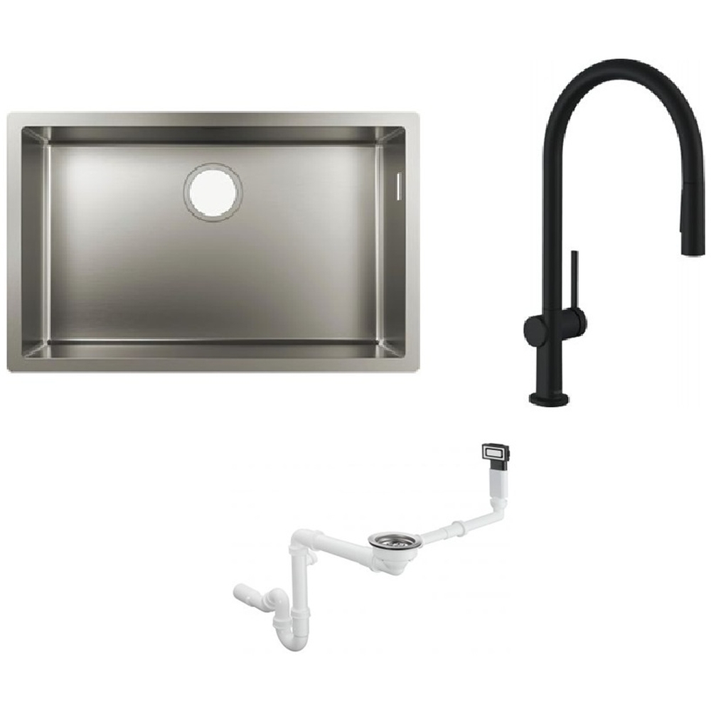 Darmowa Dostawa - Zlewozmywak z baterią stal/czarny Hansgrohe S 71 abset9413