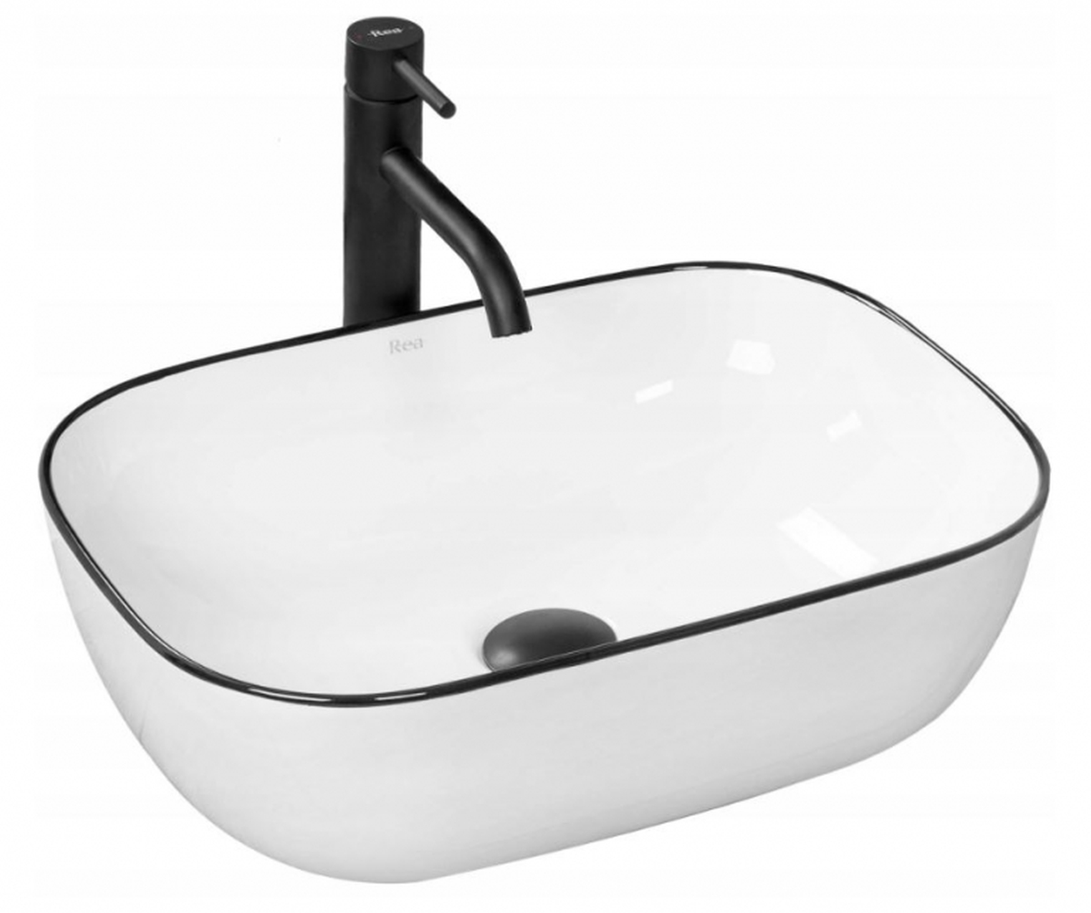 Darmowa Dostawa - Umywalka 46.5x33 cm prostokątna biały Rea Marbel REAU8603