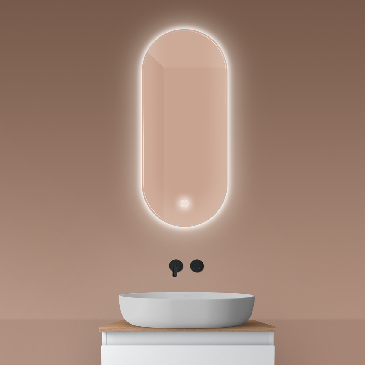 Darmowa Dostawa - Lustro 40x90 cm owalne z oświetleniem z matą grzewczą Oltens Nordlis 64113000