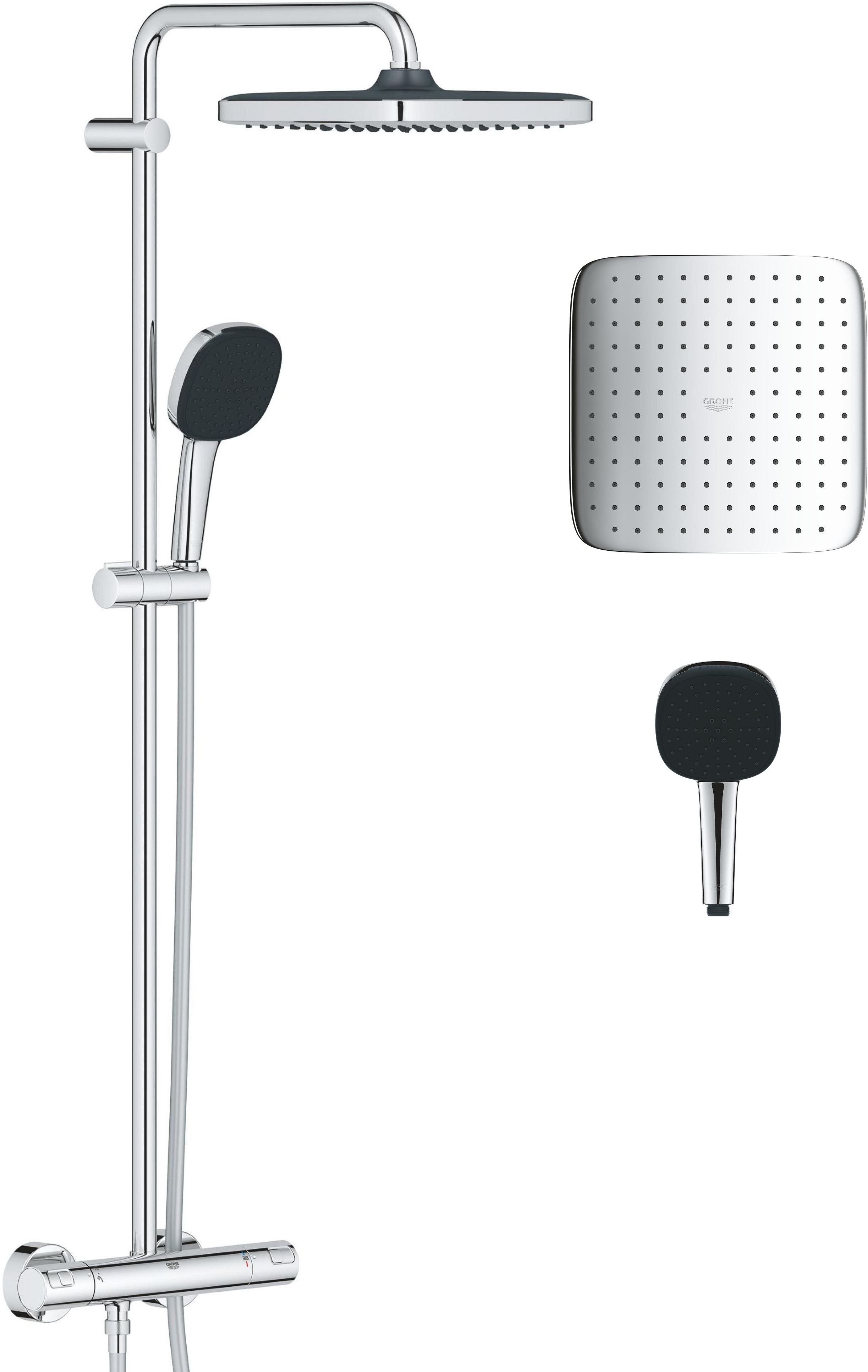 Darmowa Dostawa - Zestaw prysznicowy ścienny termostatyczny z deszczownicą starlight chrome Grohe Vitalio Comfort 26696001