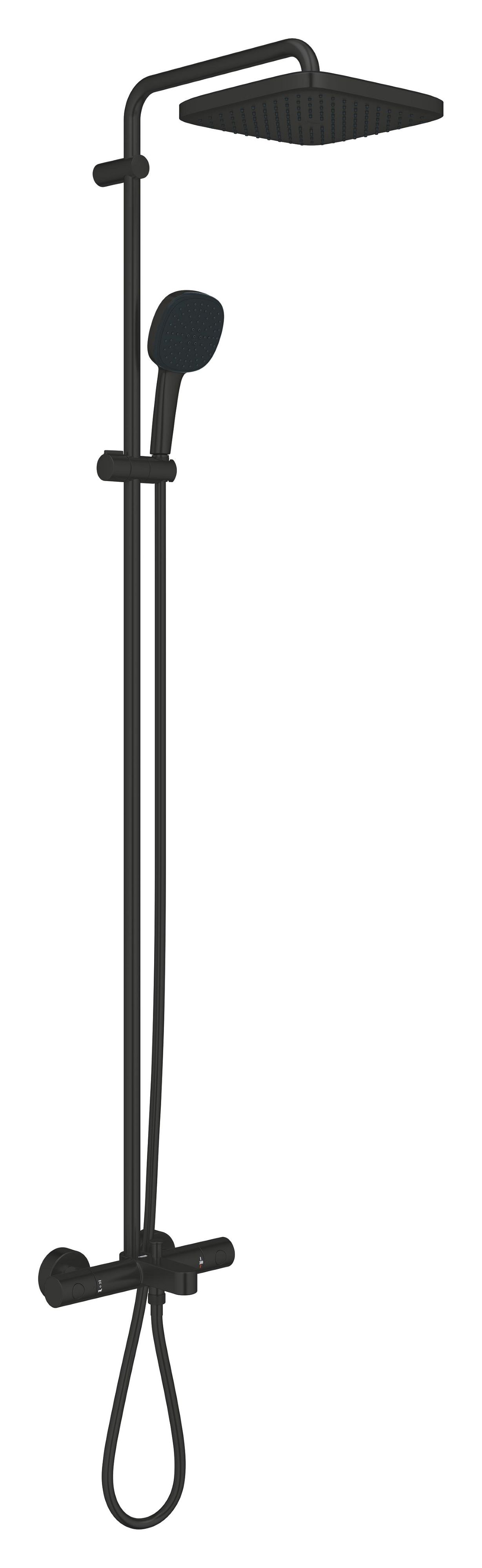 Darmowa Dostawa - Zestaw wannowo-prysznicowy ścienny termostatyczny z deszczownicą czarny Grohe Vitalio Comfort 269842431