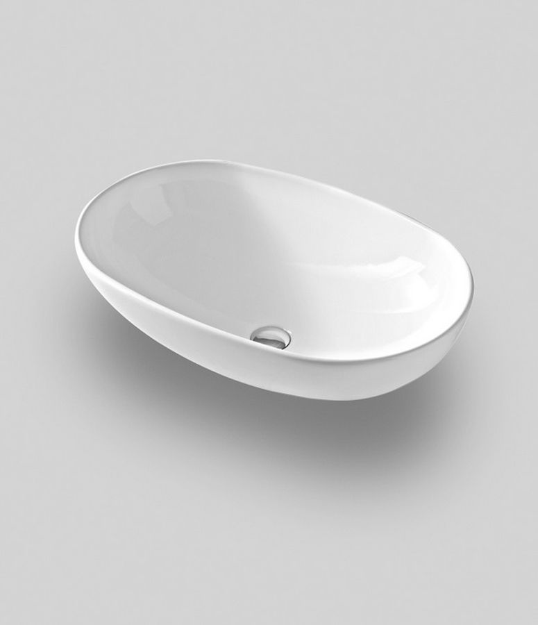 Darmowa Dostawa - Umywalka 70.5x44 cm owalna nablatowa biała Art Ceram La Ciotola LCL0020100