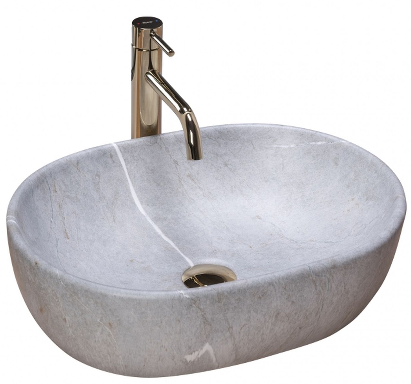 Darmowa Dostawa - Umywalka 48.5x35 cm owalna szary/kamień Rea Lara REAU9889