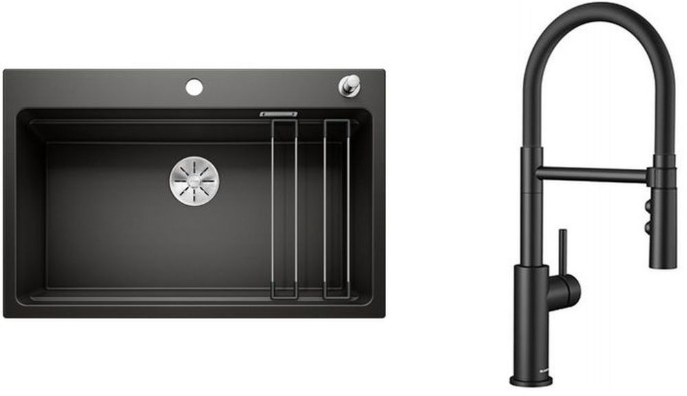 Darmowa Dostawa - Zlewozmywak z baterią czarny/czarny Blanco Etagon 8 abset8594