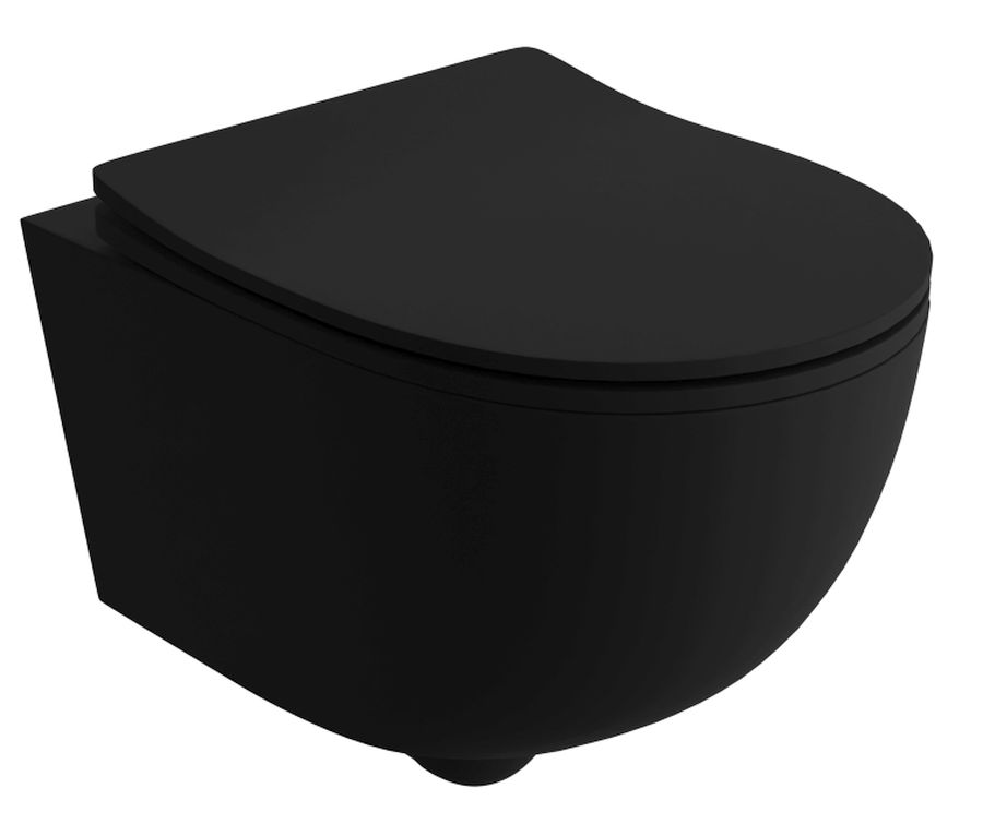 Darmowa Dostawa - Zestaw miska + deska wolnoopadająca wisząca bez kołnierza czarny LaVita Brava 5900378335191