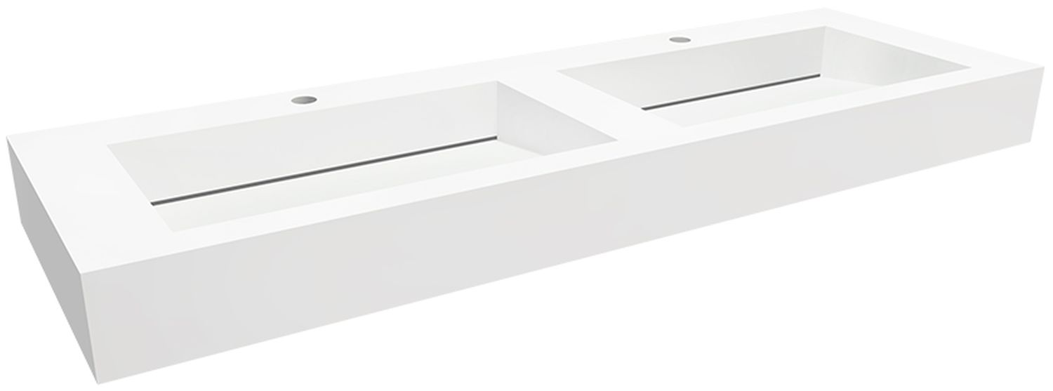 Darmowa Dostawa - Umywalka 140x45 cm prostokątna ścienna-podwójna biała Cristalstone Linea Ideal U14002xMOLC