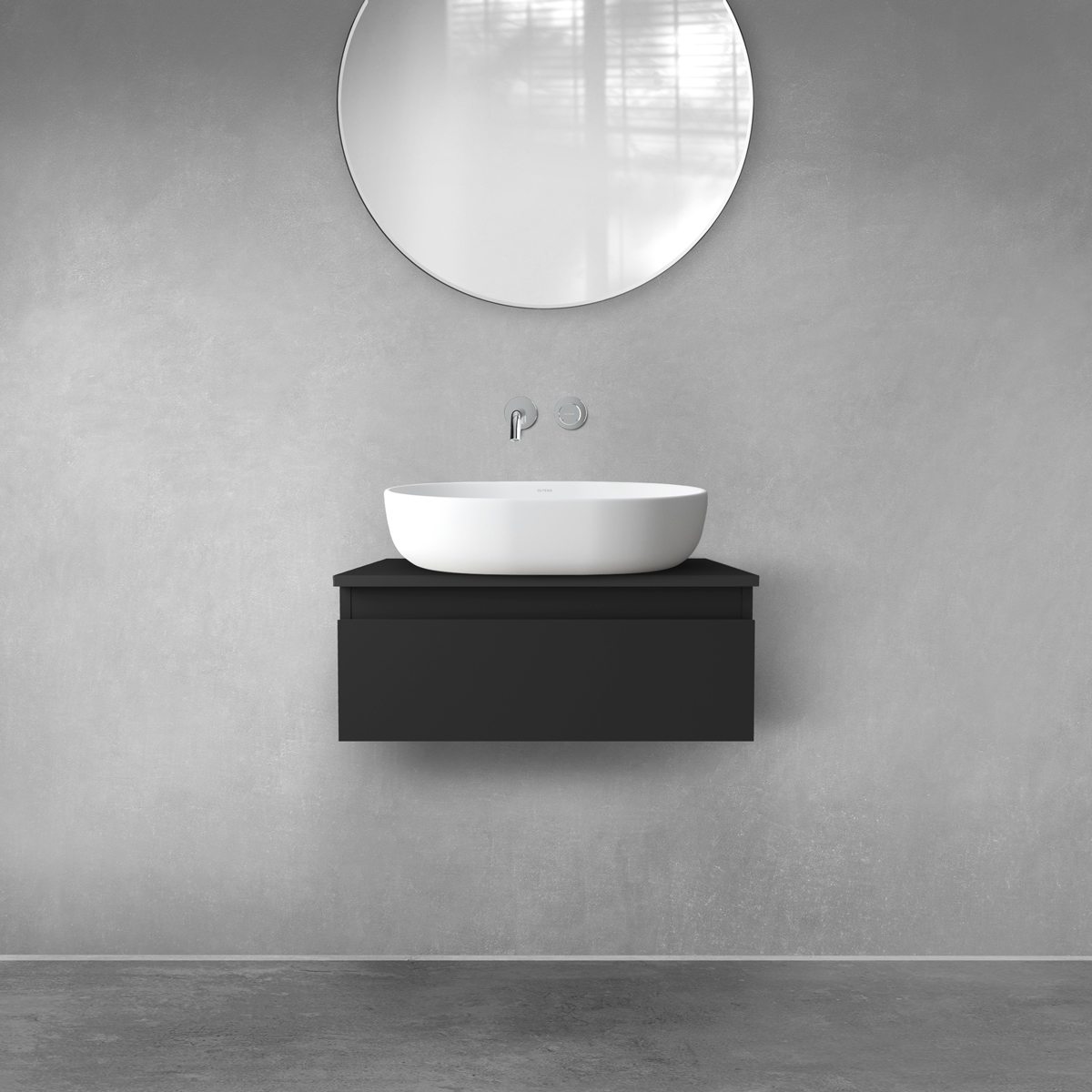 Darmowa Dostawa - Szafka z blatem 60x46.4x25.2 cm podumywalkowa wisząca czarna Oltens Vernal 68100300