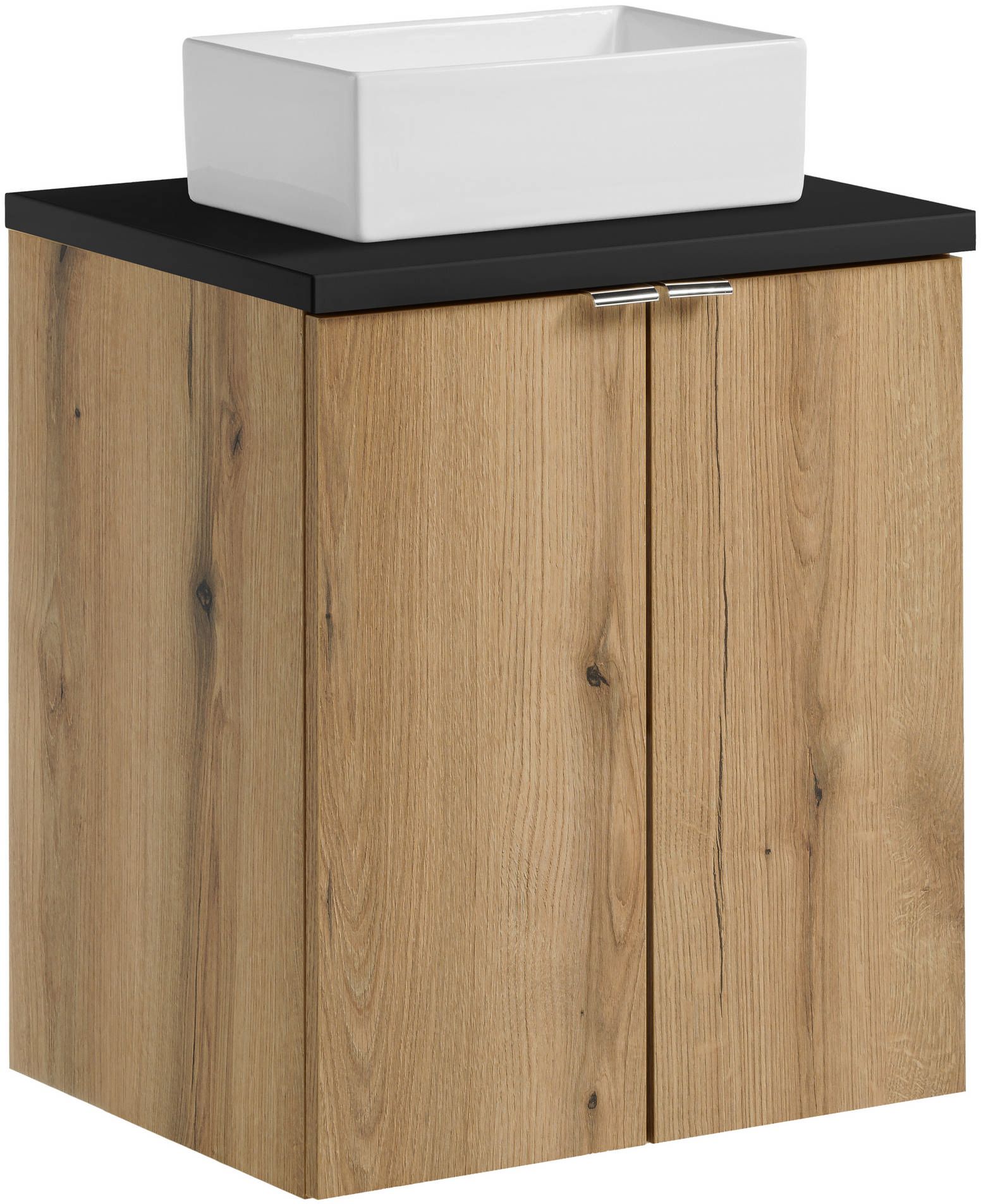 Darmowa Dostawa - Umywalka z szafką i blatem 50 cm dąb Comad Nova Oak SETNOABBLACK50CMDUNGAJA35SW