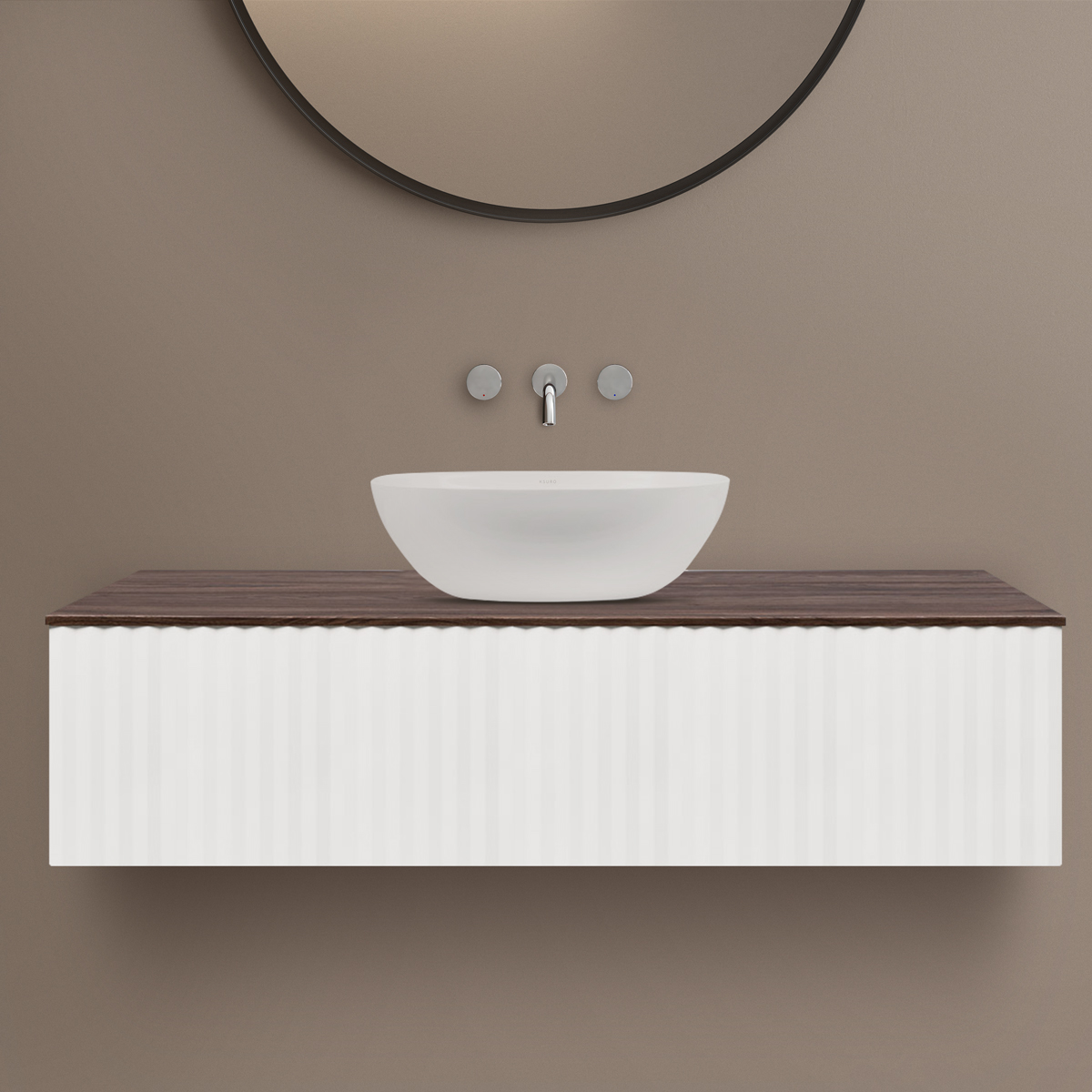 Darmowa Dostawa - Szafka z blatem 120.3x46.9x31.2 cm podumywalkowa wisząca biała-orzech Ksuro 02 58004006