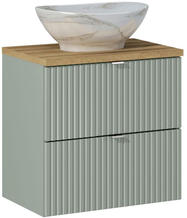 Darmowa Dostawa - Umywalka z szafką i blatem 60 cm zieloną Comad Line Reed Green SETLRGBOAK60CMSUNPATI