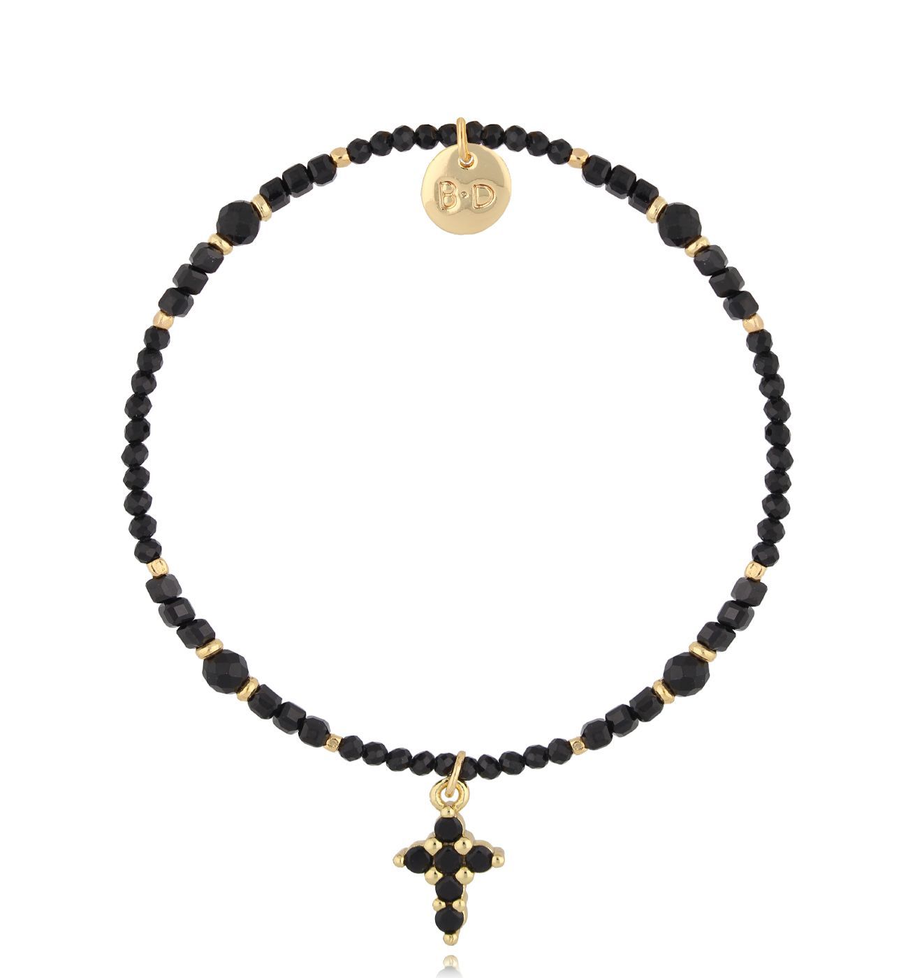 Bransoletka czarna z krzyżykiem BTW2864