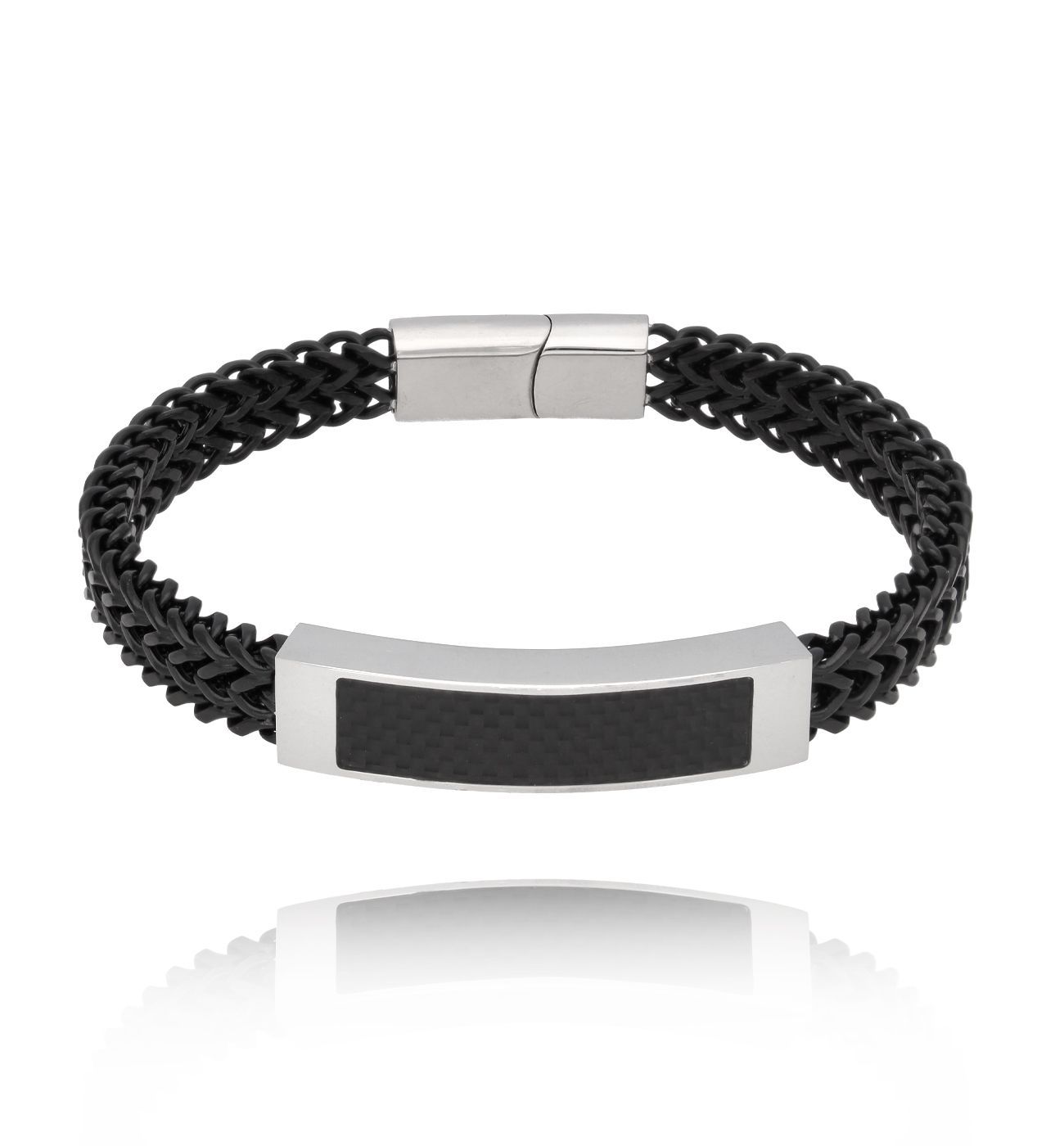 Bransoletka męska czarna z łańcuchem Fabio BMITC0778
