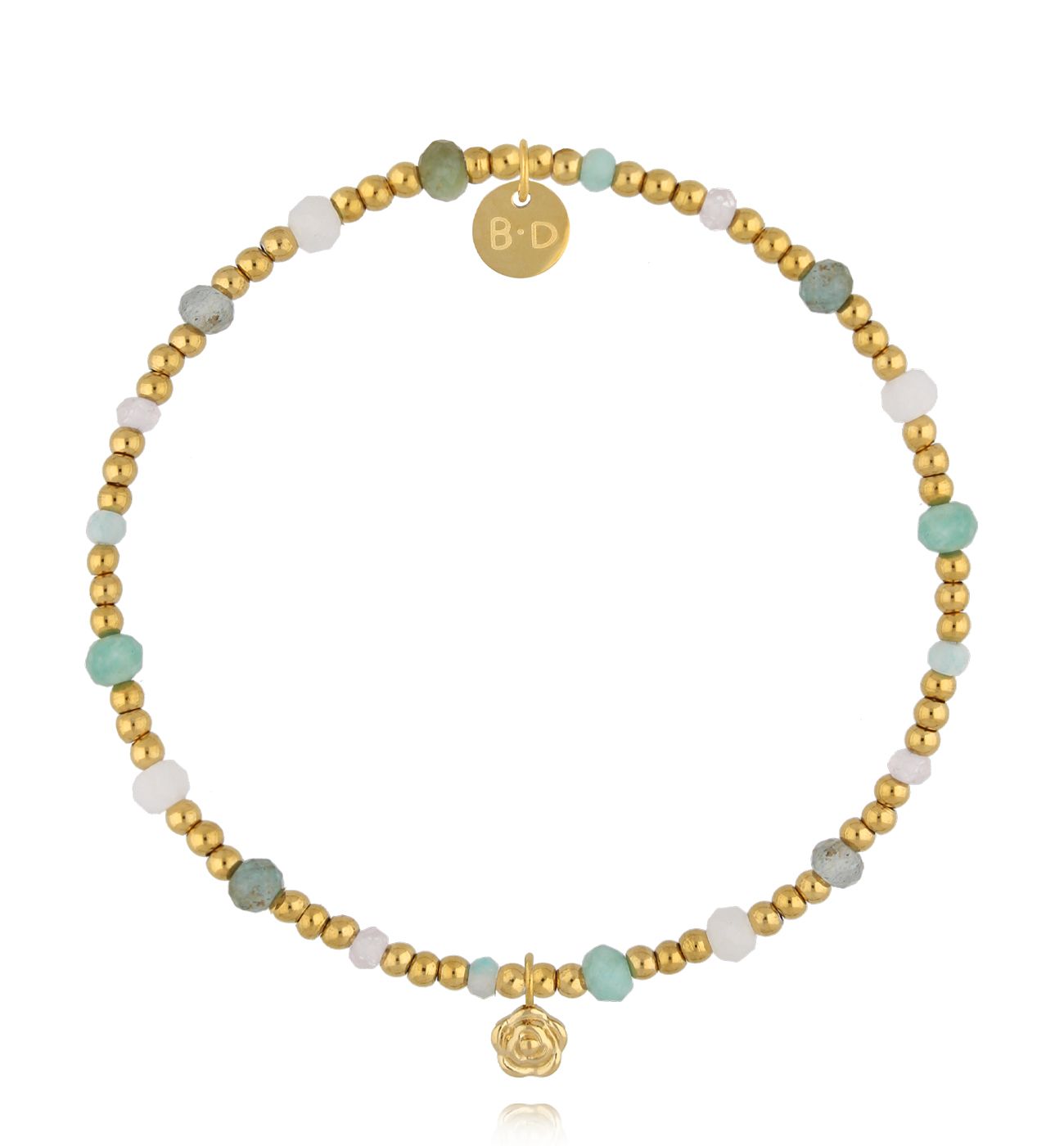 Bransoletka złota z amazonitami BTW3390