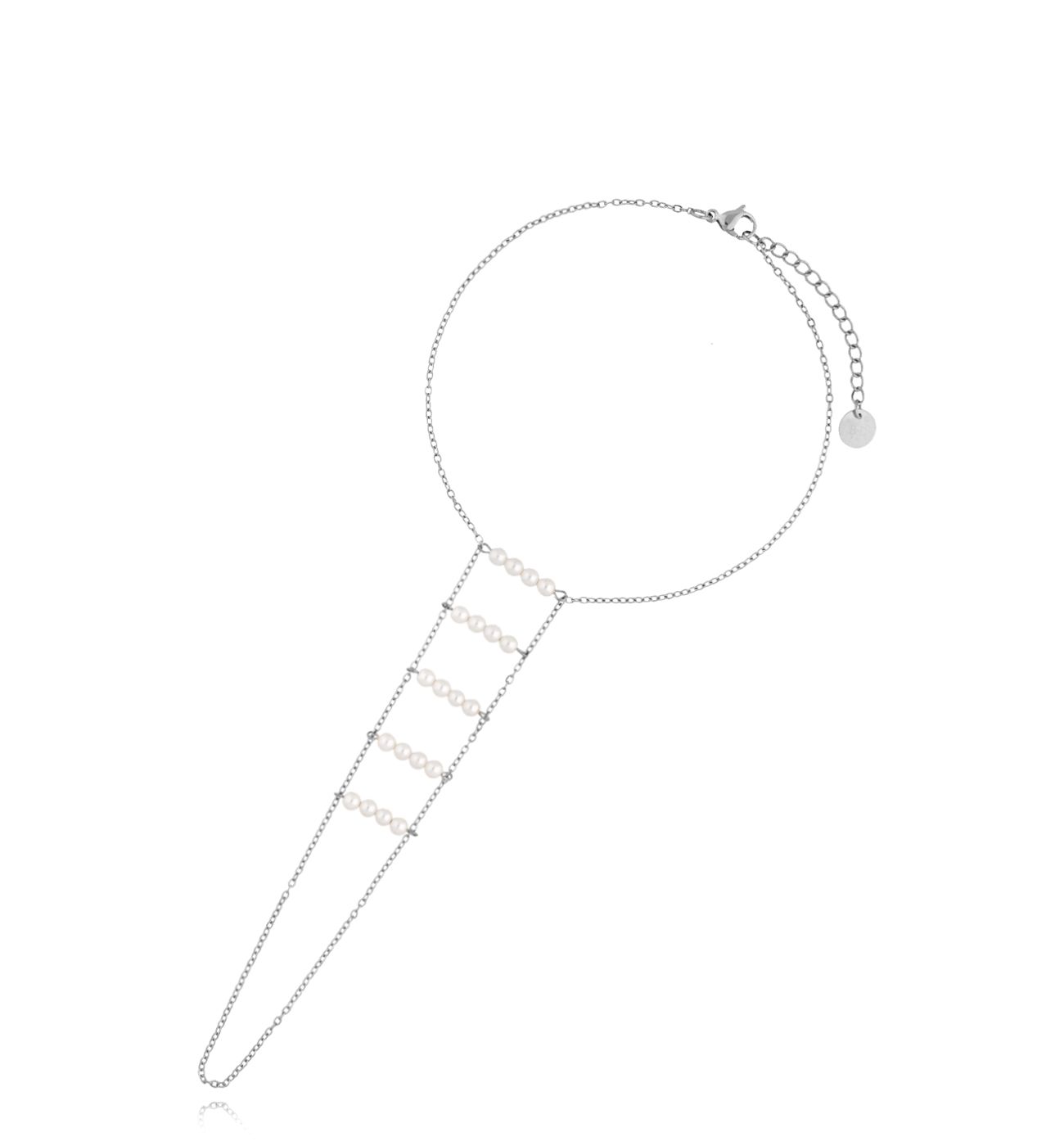 Bransoletka na nogę srebrna z perełkami Cher BNSA0047