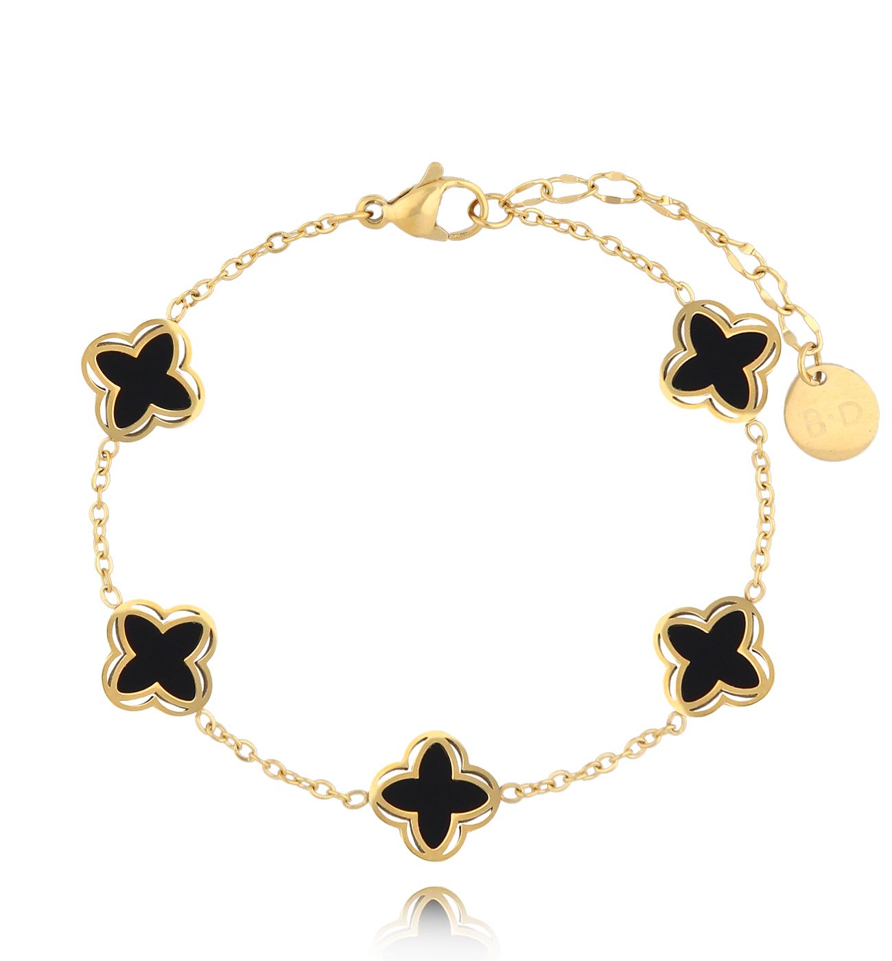 Bransoletka z czarnymi koniczynkami Clovers BSY0030