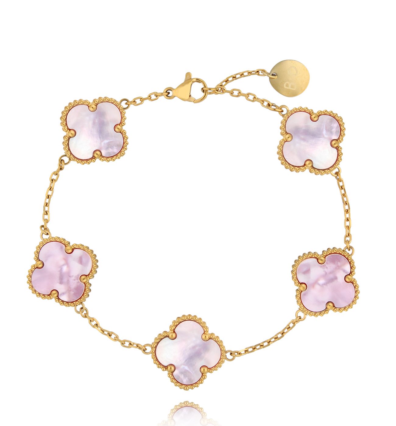 Bransoletka z koniczynkami z masą perłową BSY0077