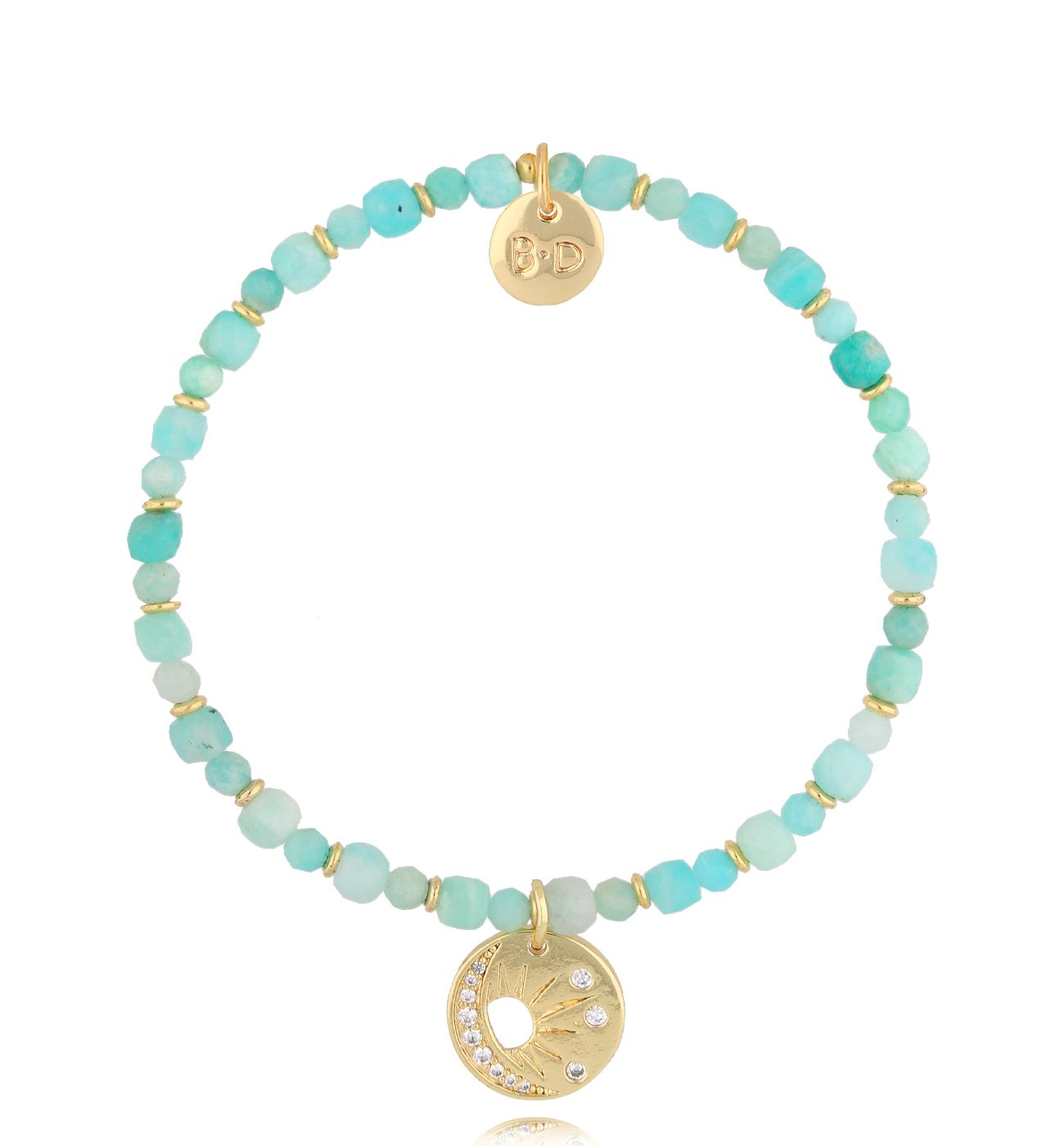 Bransoletka z amazonitami i złotą zawieszką BTW2800