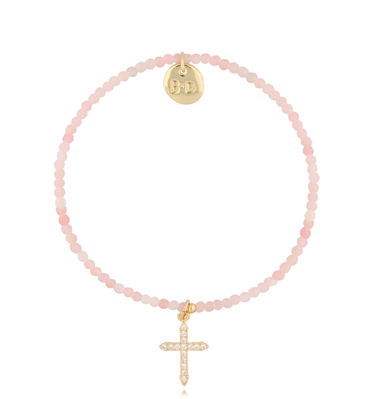 Bransoletka z opalami różowymi i krzyżykiem Lifestyle BTW1729