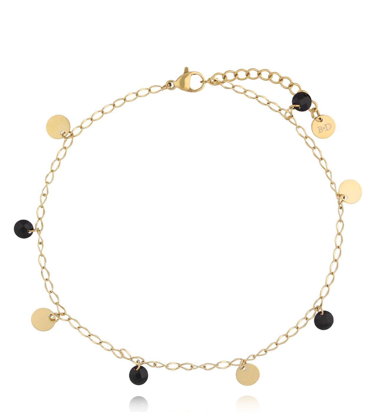 Bransoletka na nogę złota z kryształkami BNSY0045 - By Dziubeka